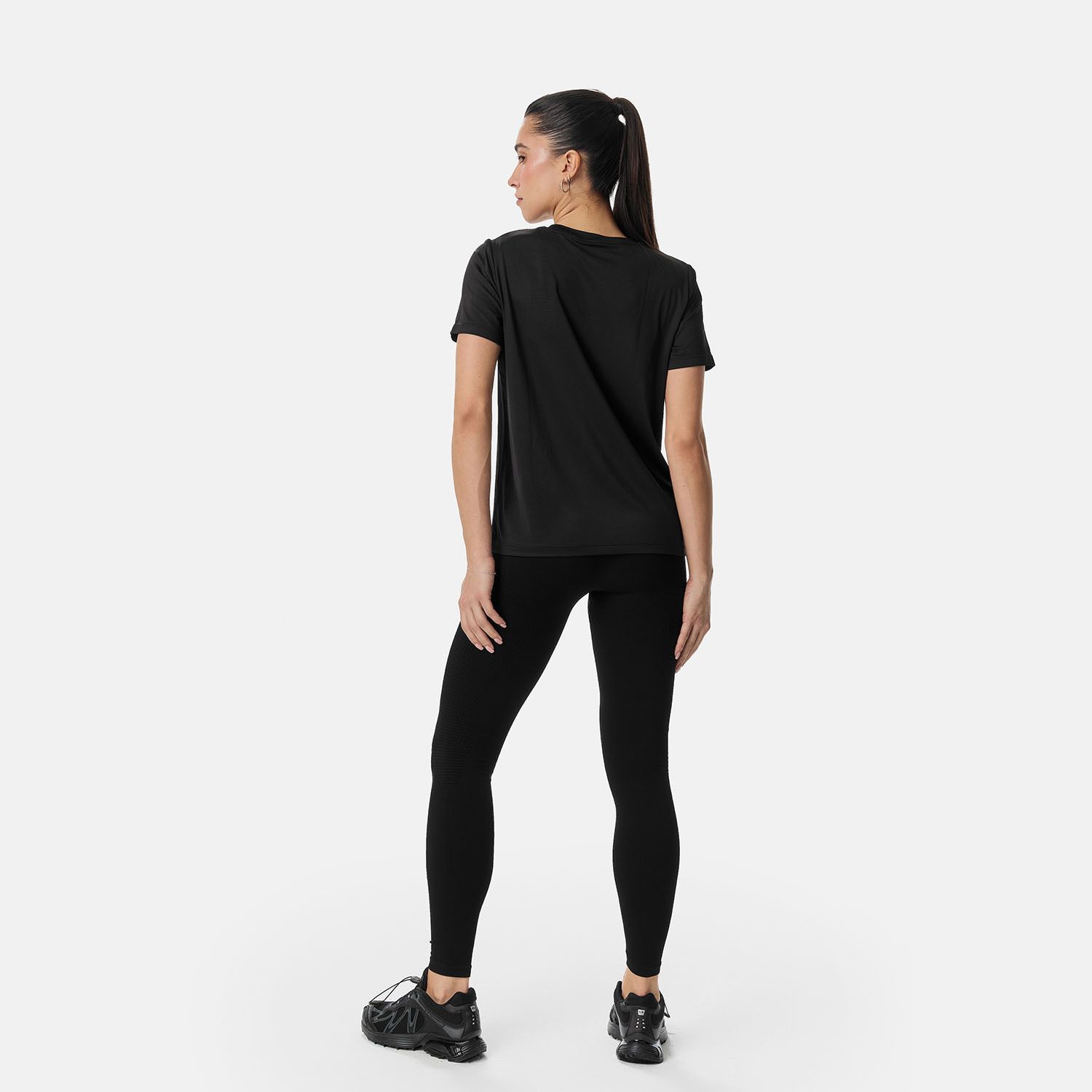 Women Solid Round Neck Polyester Black T-Shirt-image-42