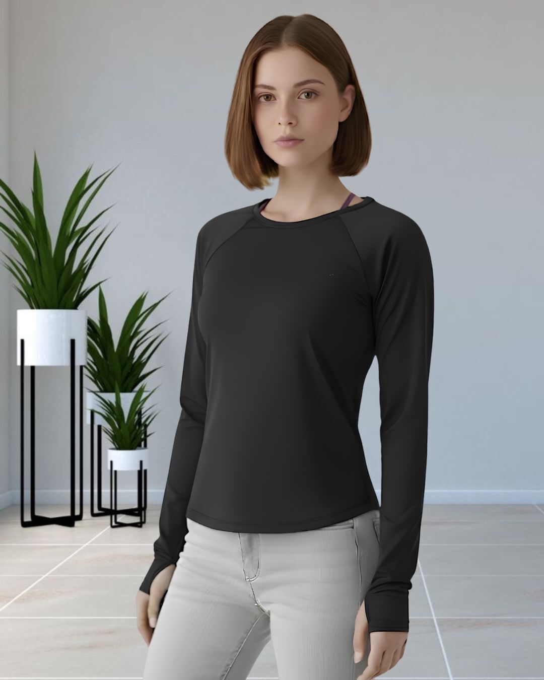 myo2 Women Solid Round Neck Polyester Black T-Shirt-picture-15