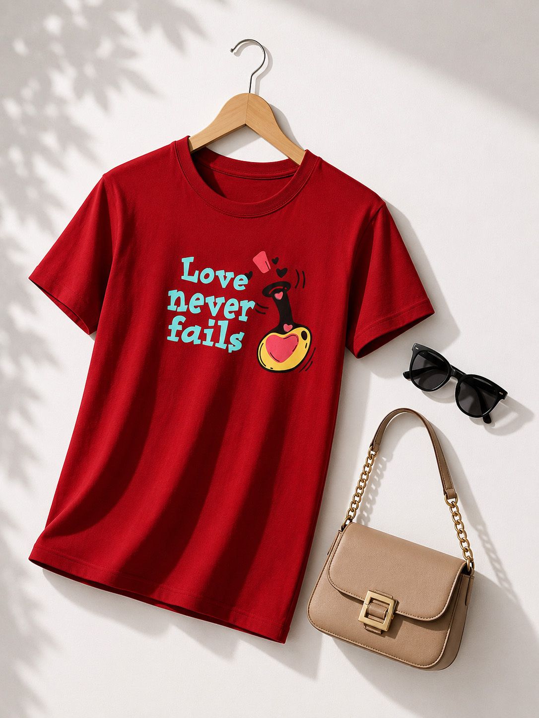 fabflee Women Solid Round Neck Cotton Blend Maroon T-Shirt-picture-12