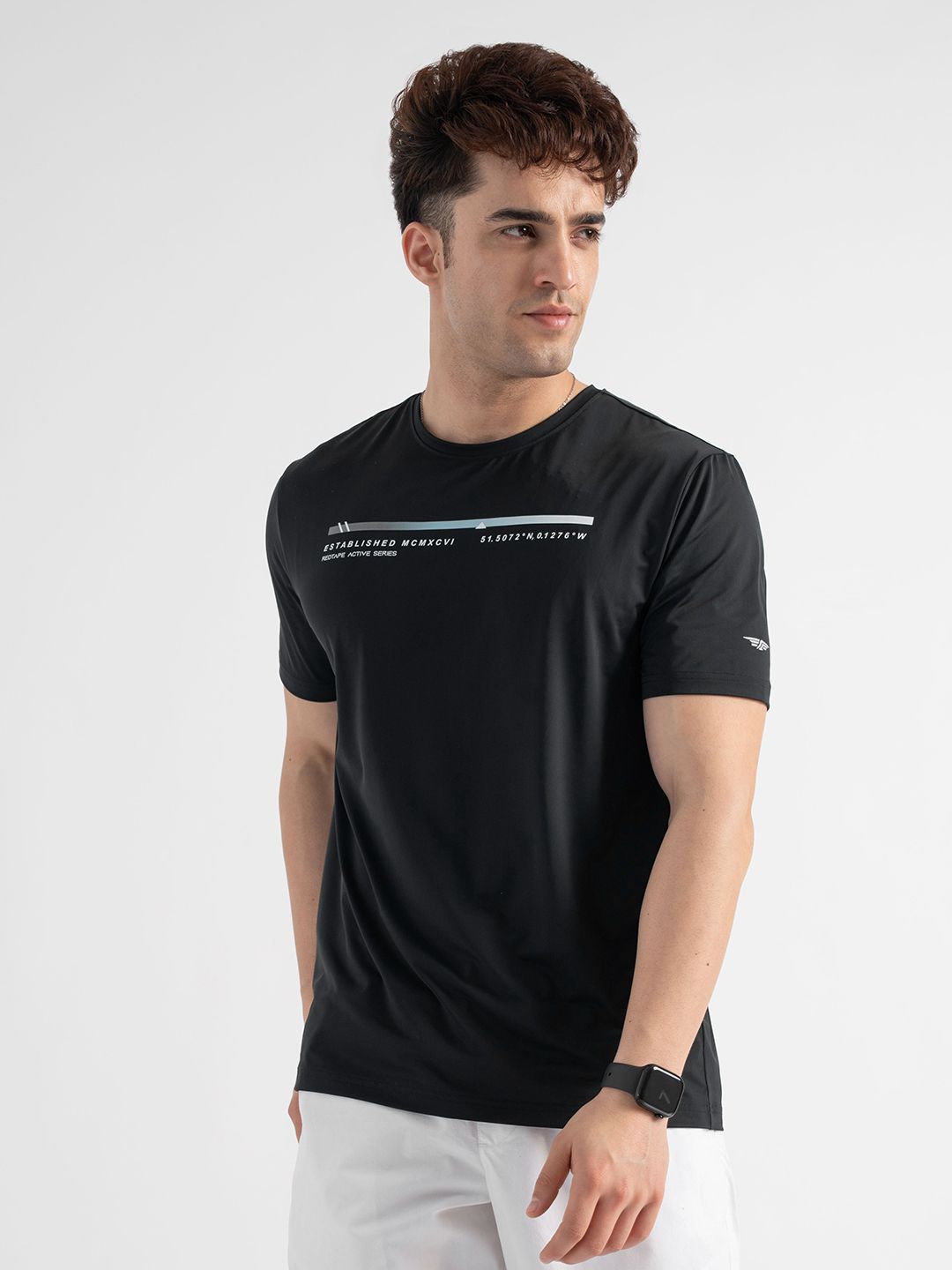 red tape Men Graphic Print Round Neck Nylon Black T-Shirt-picture-11
