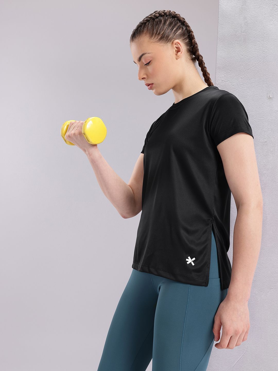 Women Solid Round Neck Polyester Black T-Shirt-image-35
