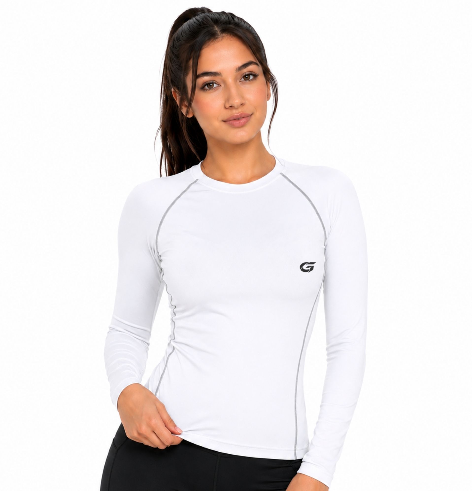 gymific Women Solid Round Neck Polyester White T-Shirt-picture-11