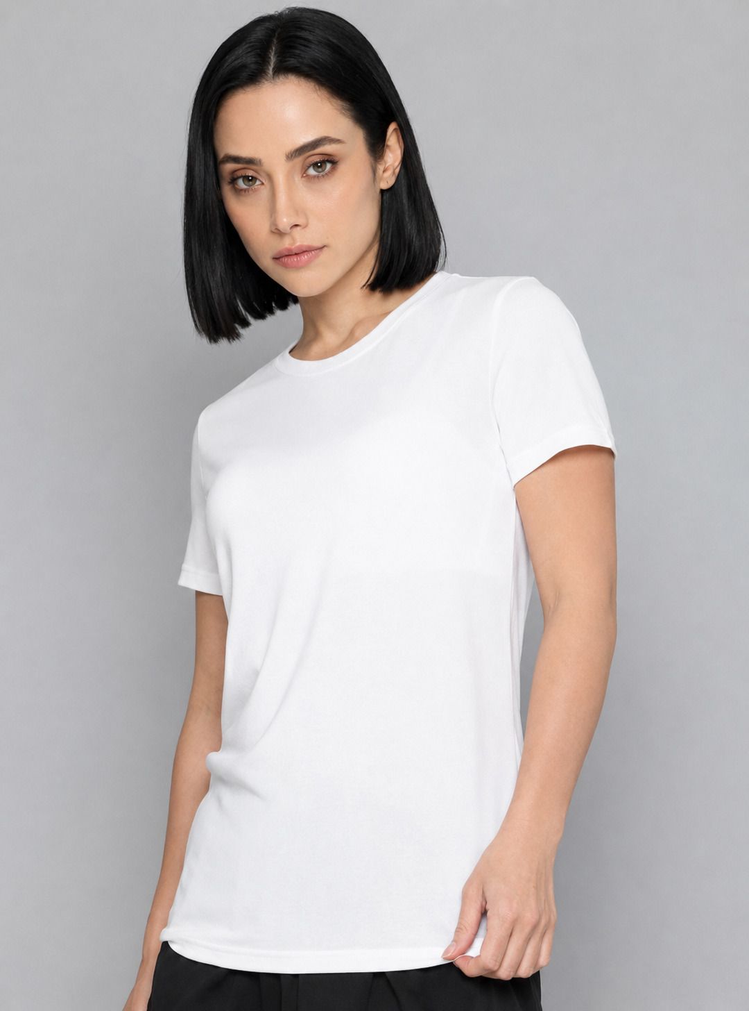 barbora Women Solid Round Neck Polyester White T-Shirt-picture-20