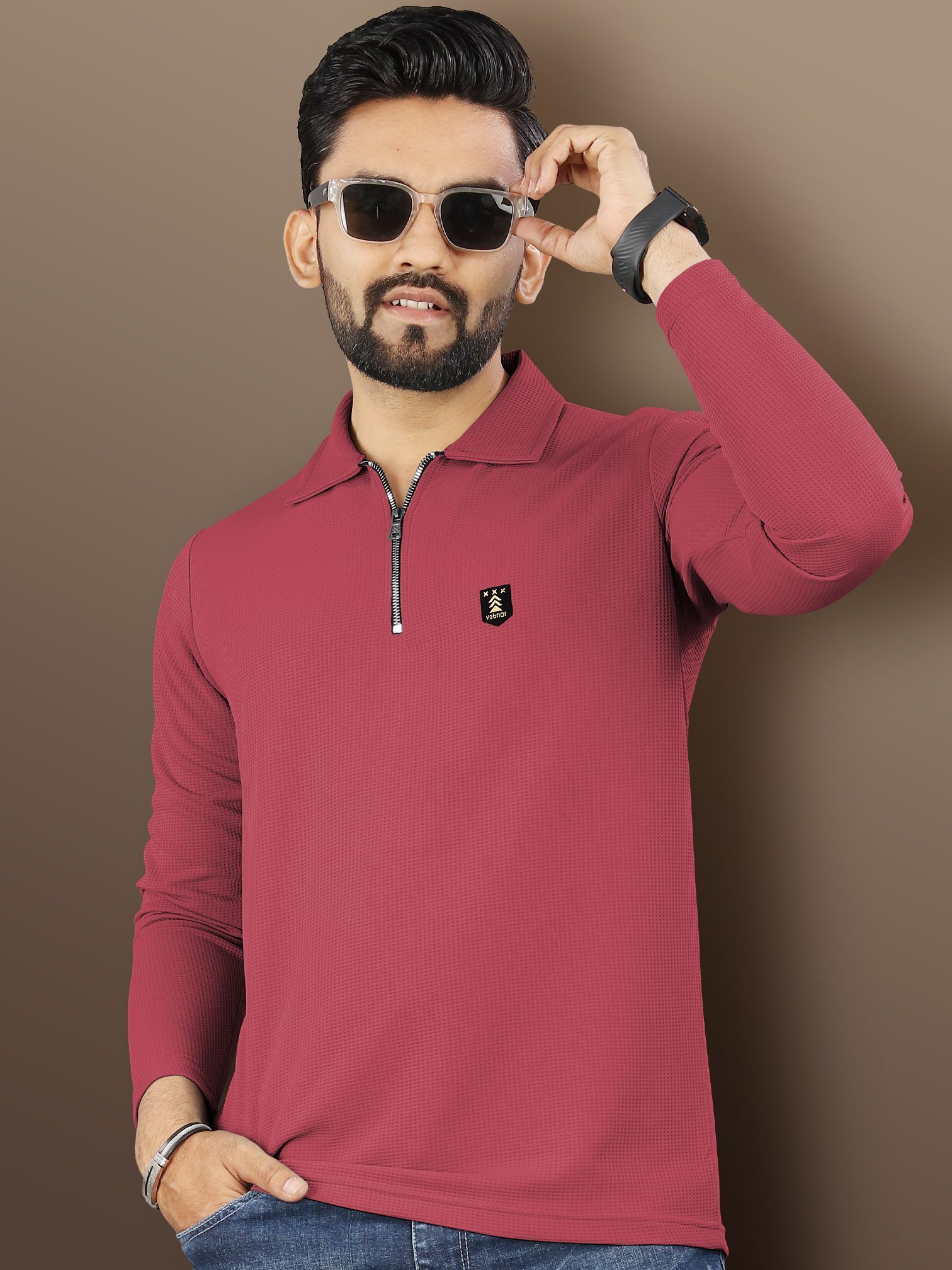 vebnor Men Solid Polo Neck Polyester Pink T-Shirt-picture-20