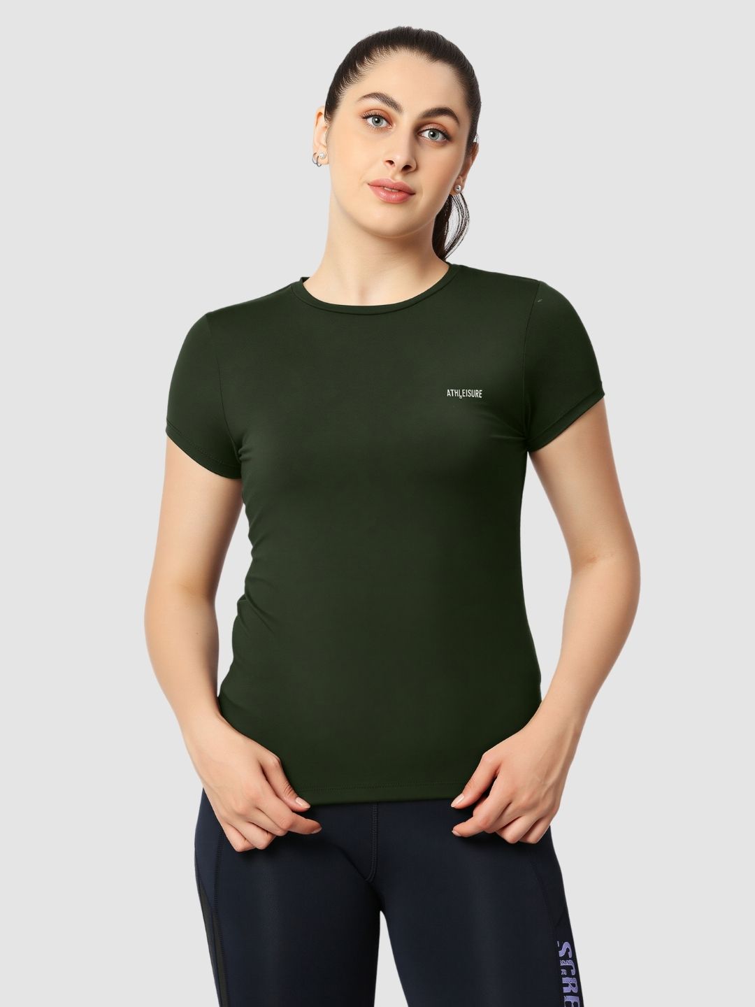 lovable Women Solid Round Neck Polyester Green T-Shirt-picture-22