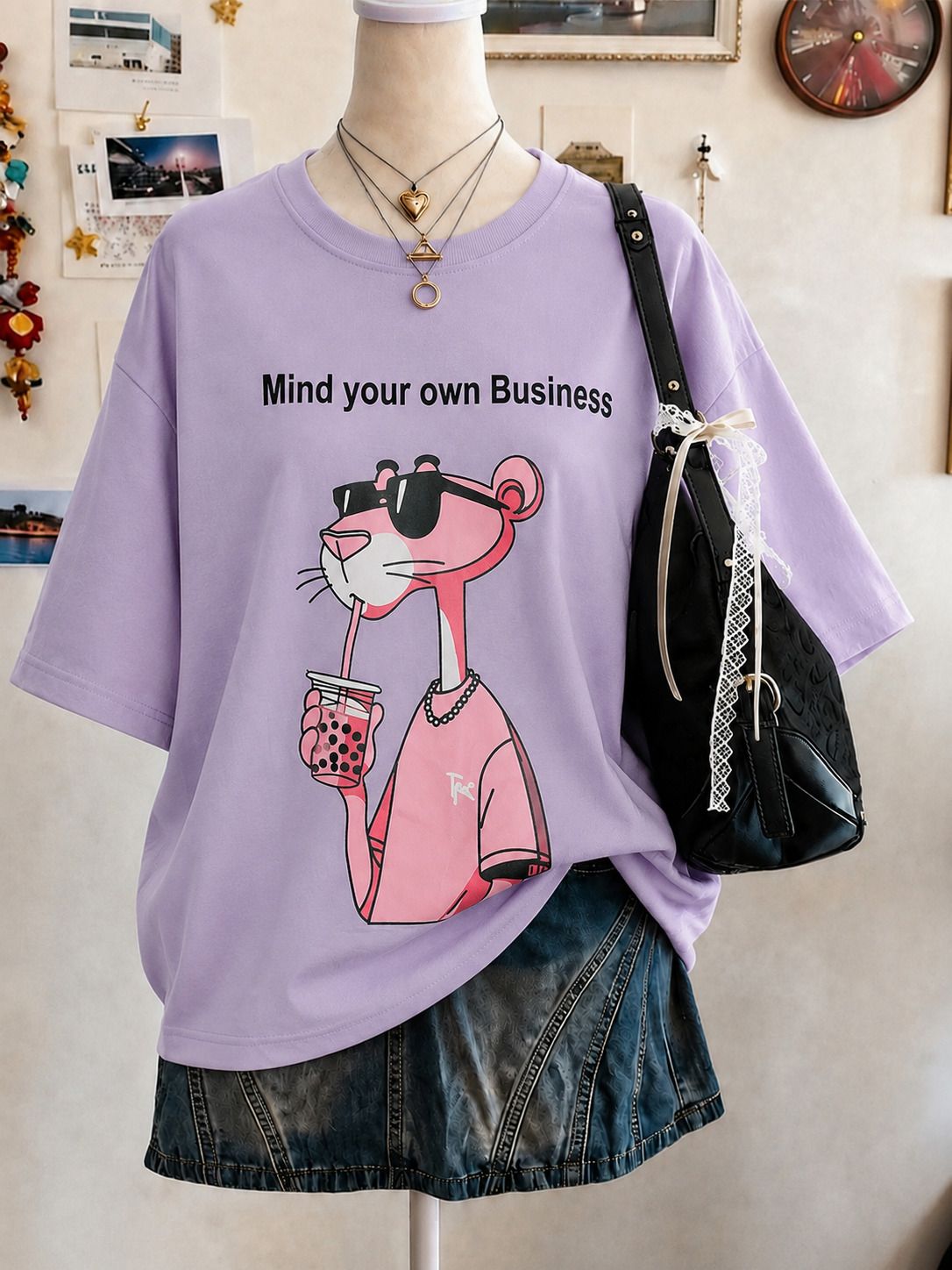 metronaut Printed Women Round Neck Cotton Blend Purple T-Shirt-picture-40