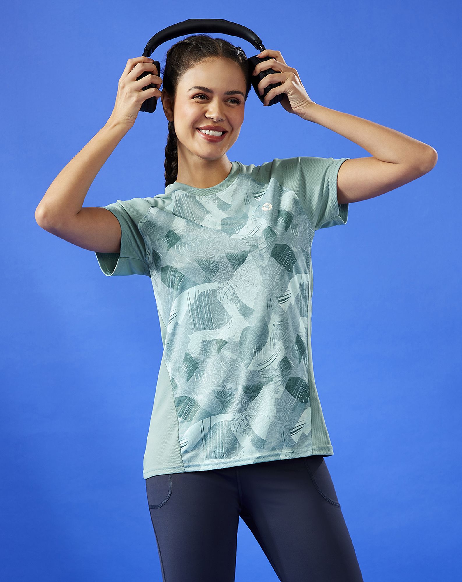 technosport Women Printed Crew Neck Polyester Green T-Shirt-picture-29