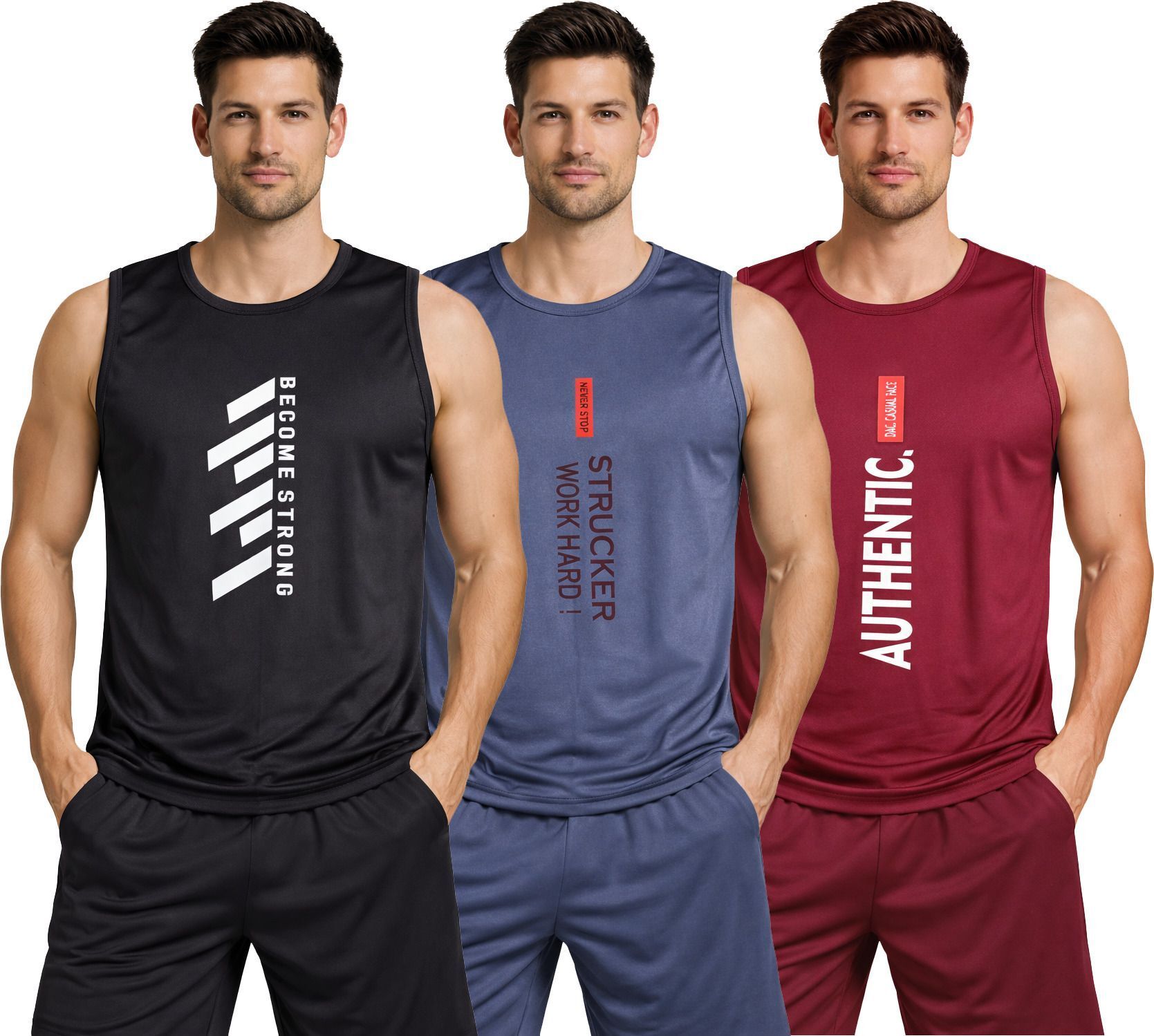 hype fit Pack of 3 Men Printed Round Neck Polyester Multicolor T-Shirt-picture-19