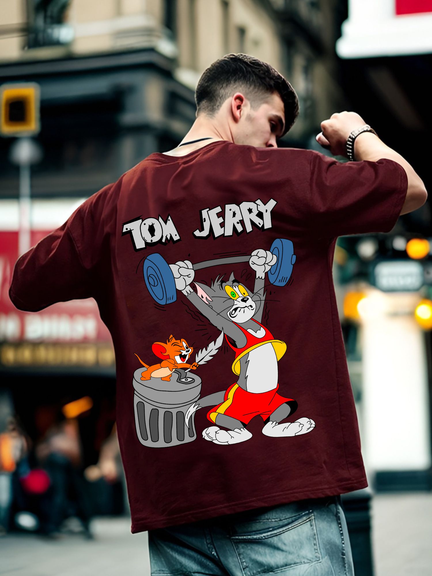 Men Printed Round Neck Cotton Blend Maroon T-Shirt-image-34