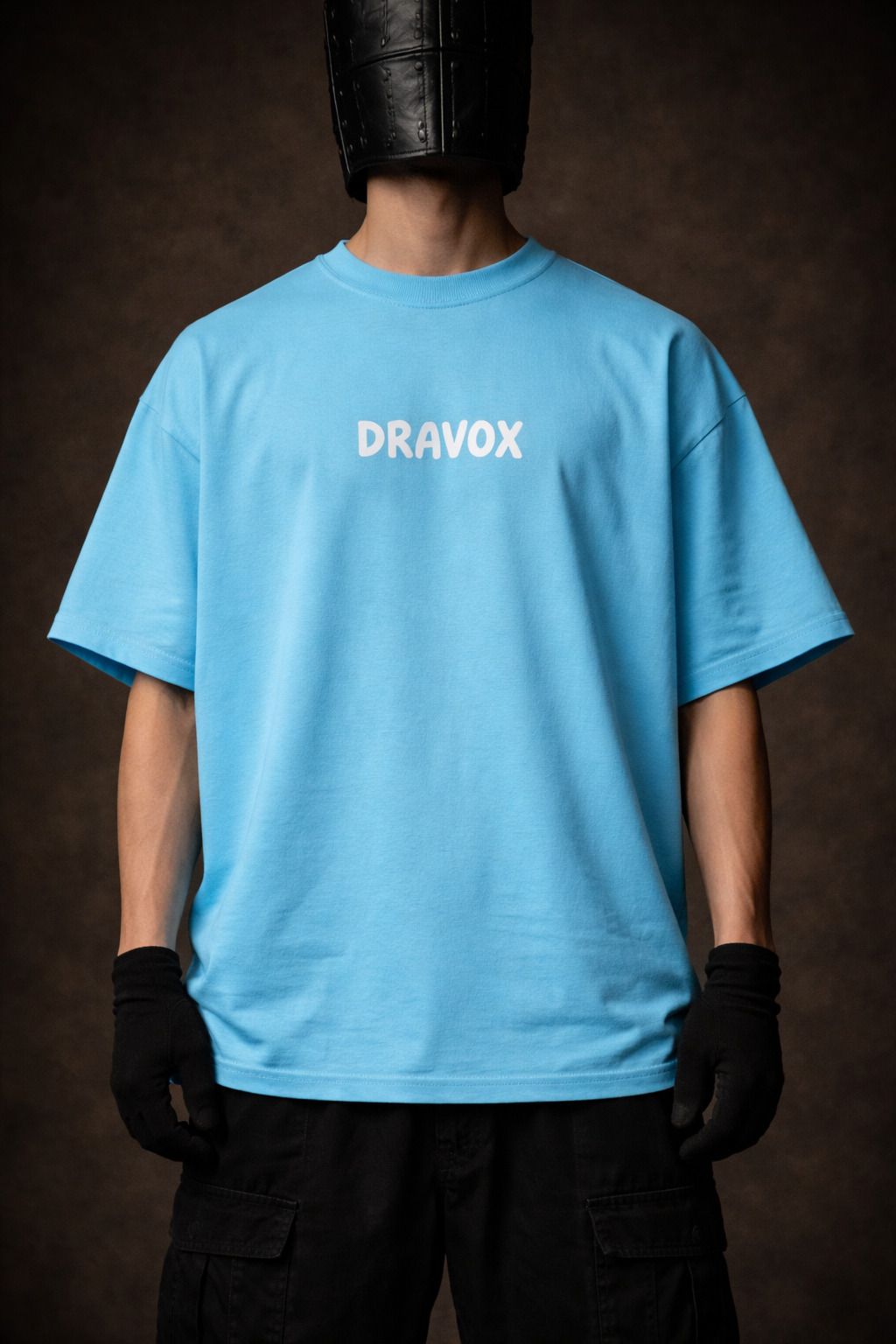 Men Solid Round Neck Pure Cotton Light Blue T-Shirt-image-3