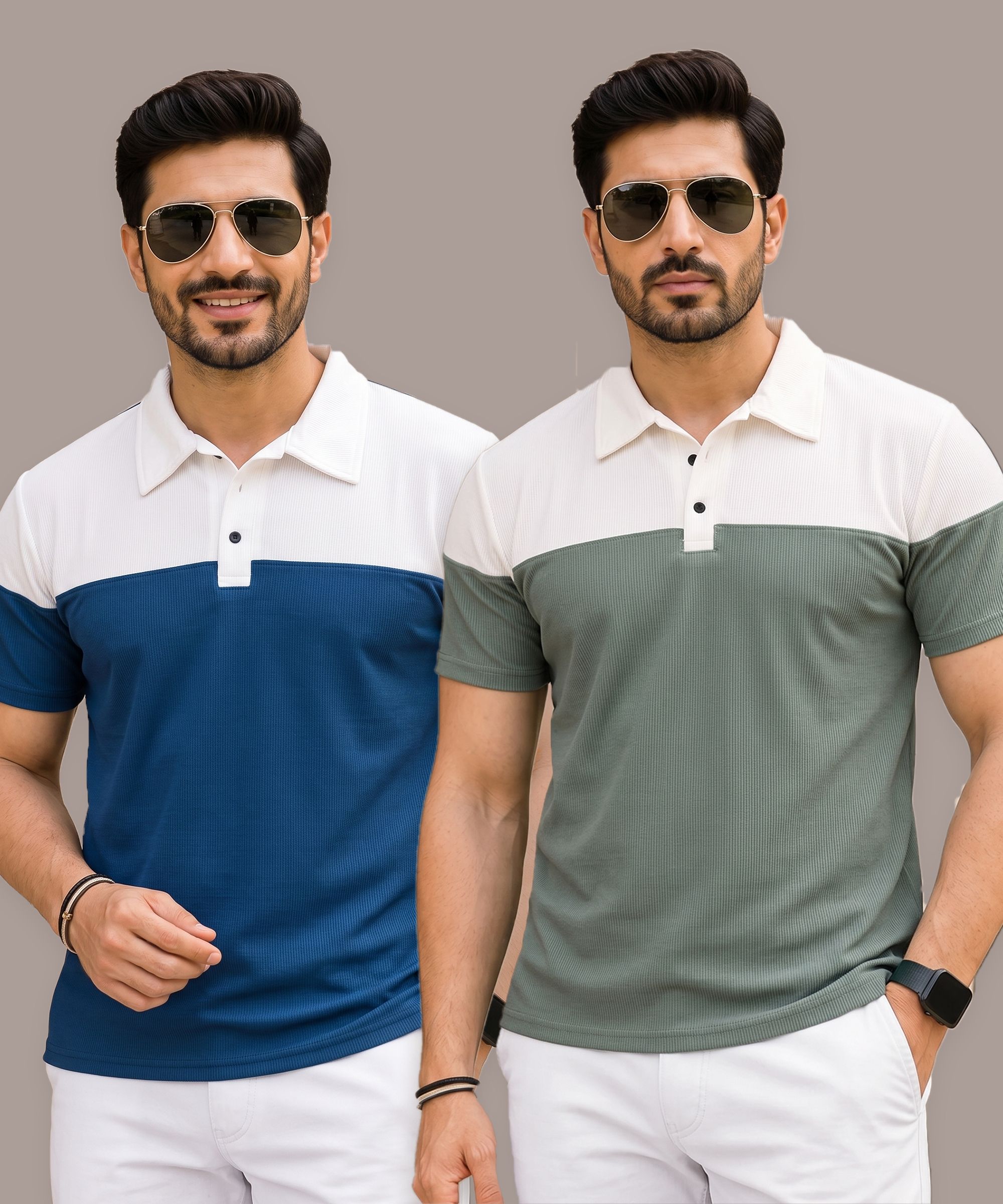 christy world Pack of 2 Men Solid Polo Neck Polycotton Multicolor T-Shirt-picture-20