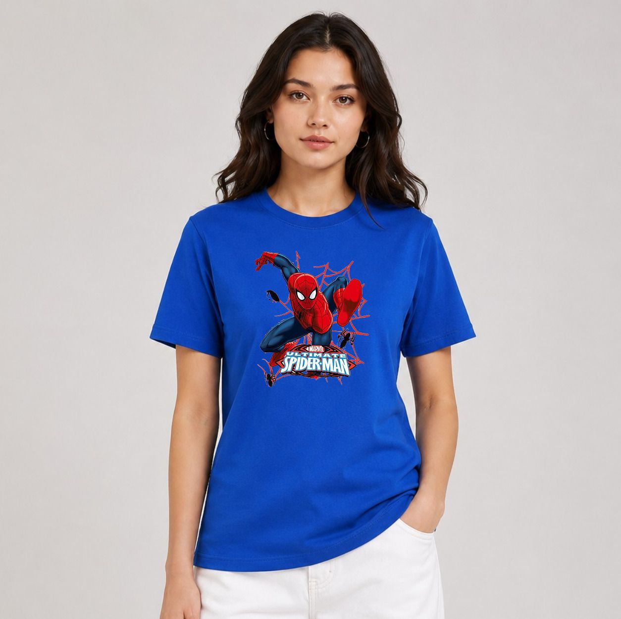 Women Printed Round Neck Cotton Blend Blue T-Shirt-image-33