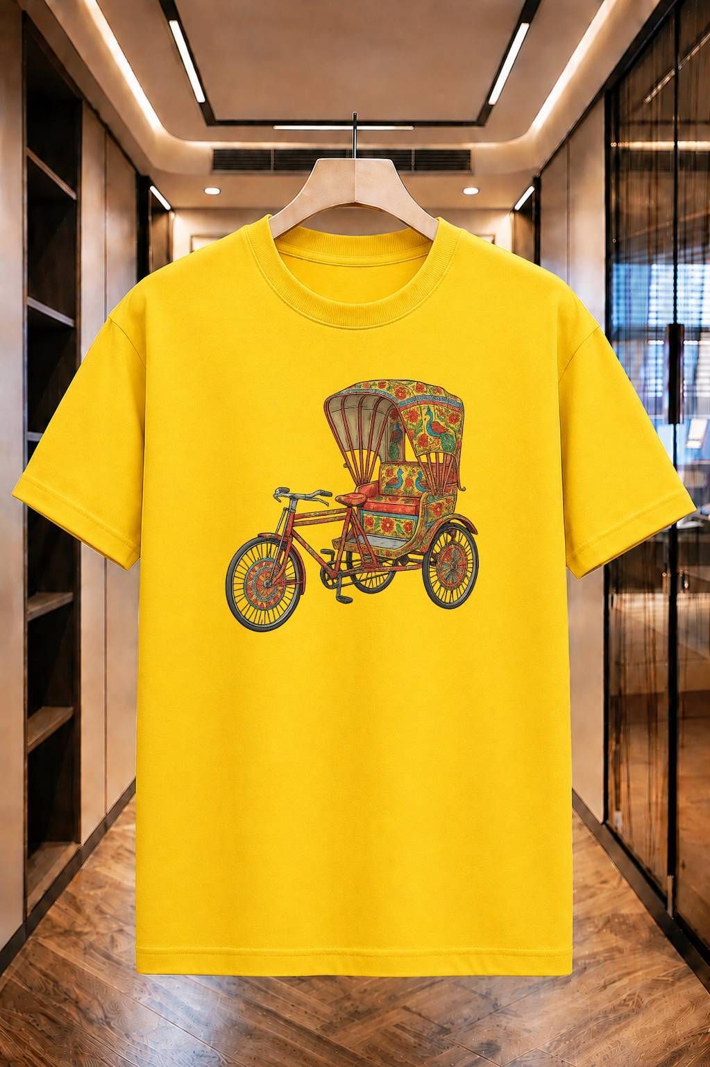 metronaut Graphic Print Men Round Neck Pure Cotton Yellow T-Shirt-picture-41