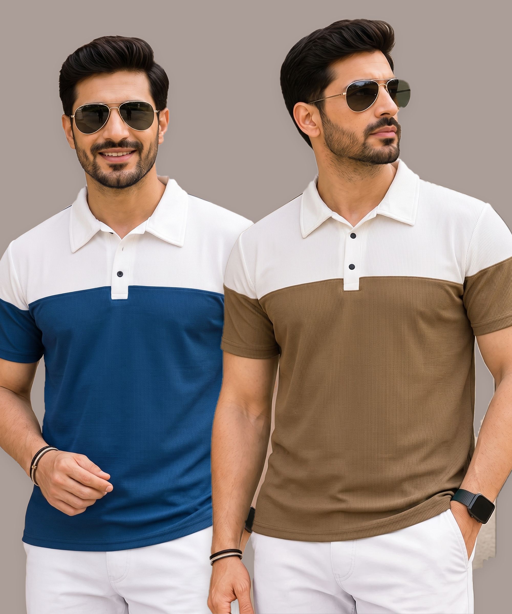christy world Pack of 2 Men Solid Polo Neck Polycotton Multicolor T-Shirt-picture-18