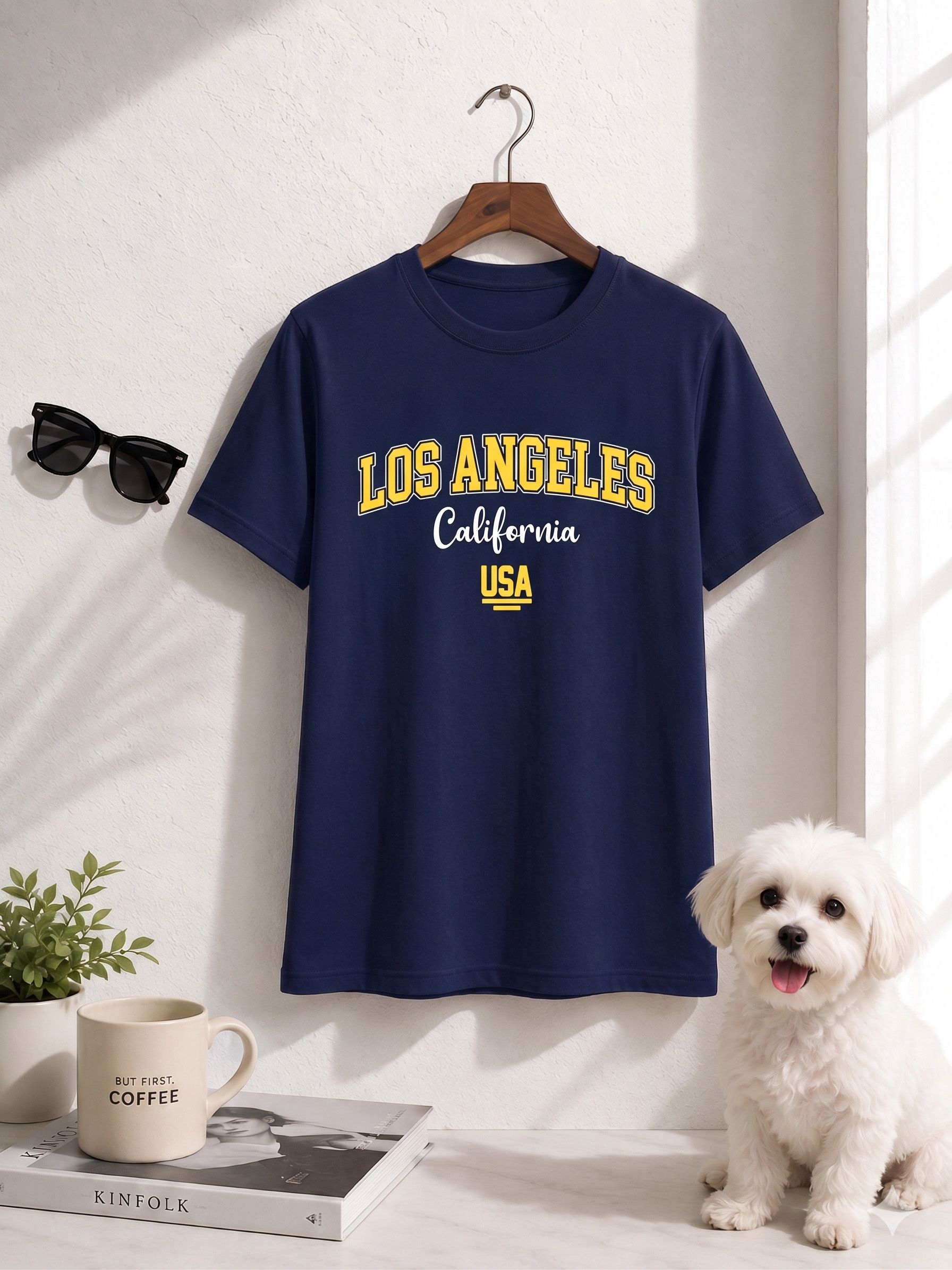 Women Solid Round Neck Cotton Blend Navy Blue T-Shirt-image-48