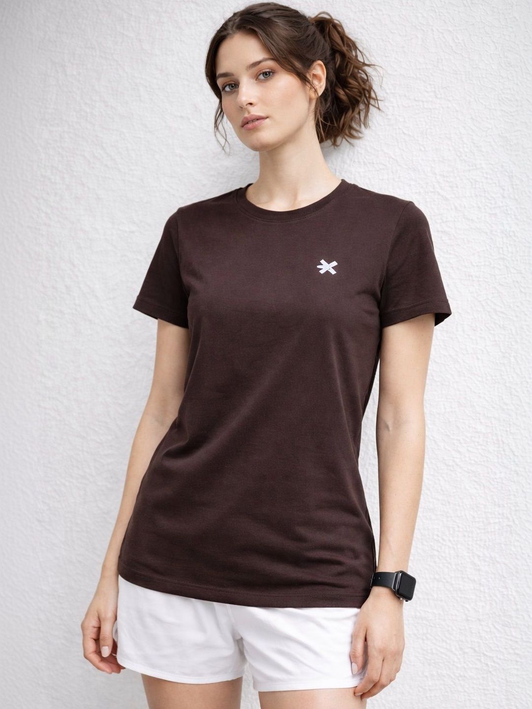 hrx by hrithik roshan Women Printed Round Neck Pure Cotton Brown T-Shirt-picture-47