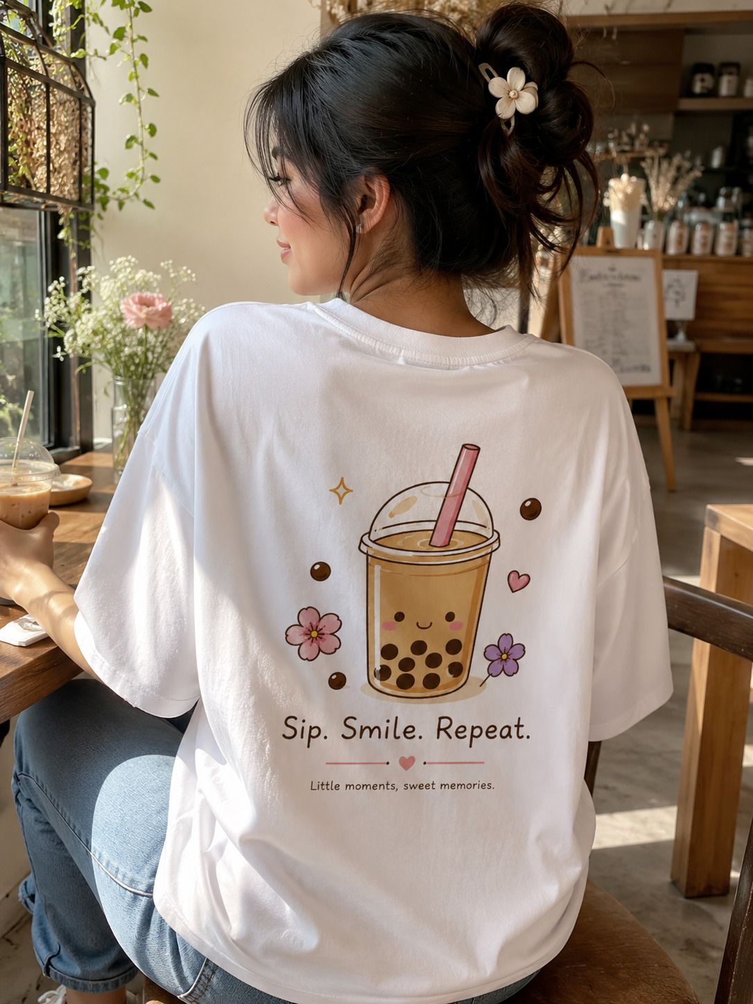 zynfashion Women Printed Round Neck Pure Cotton White T-Shirt-picture-29