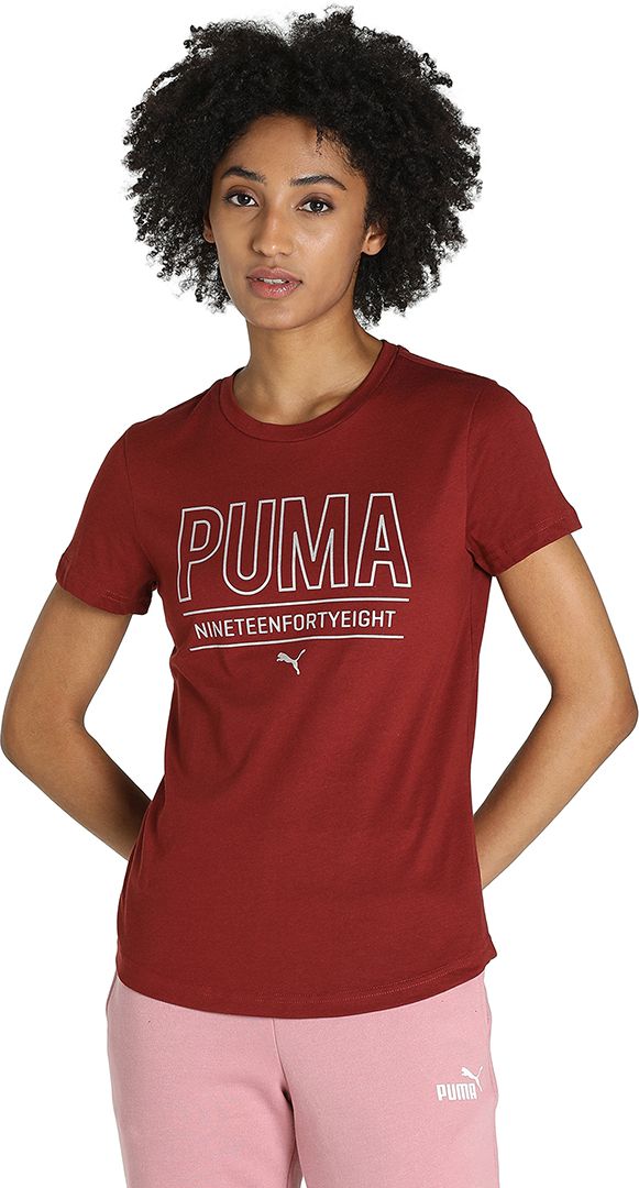 puma Womens Graphic Tee II Women Printed Round Neck Cotton Blend Red T-Shirt-picture-12
