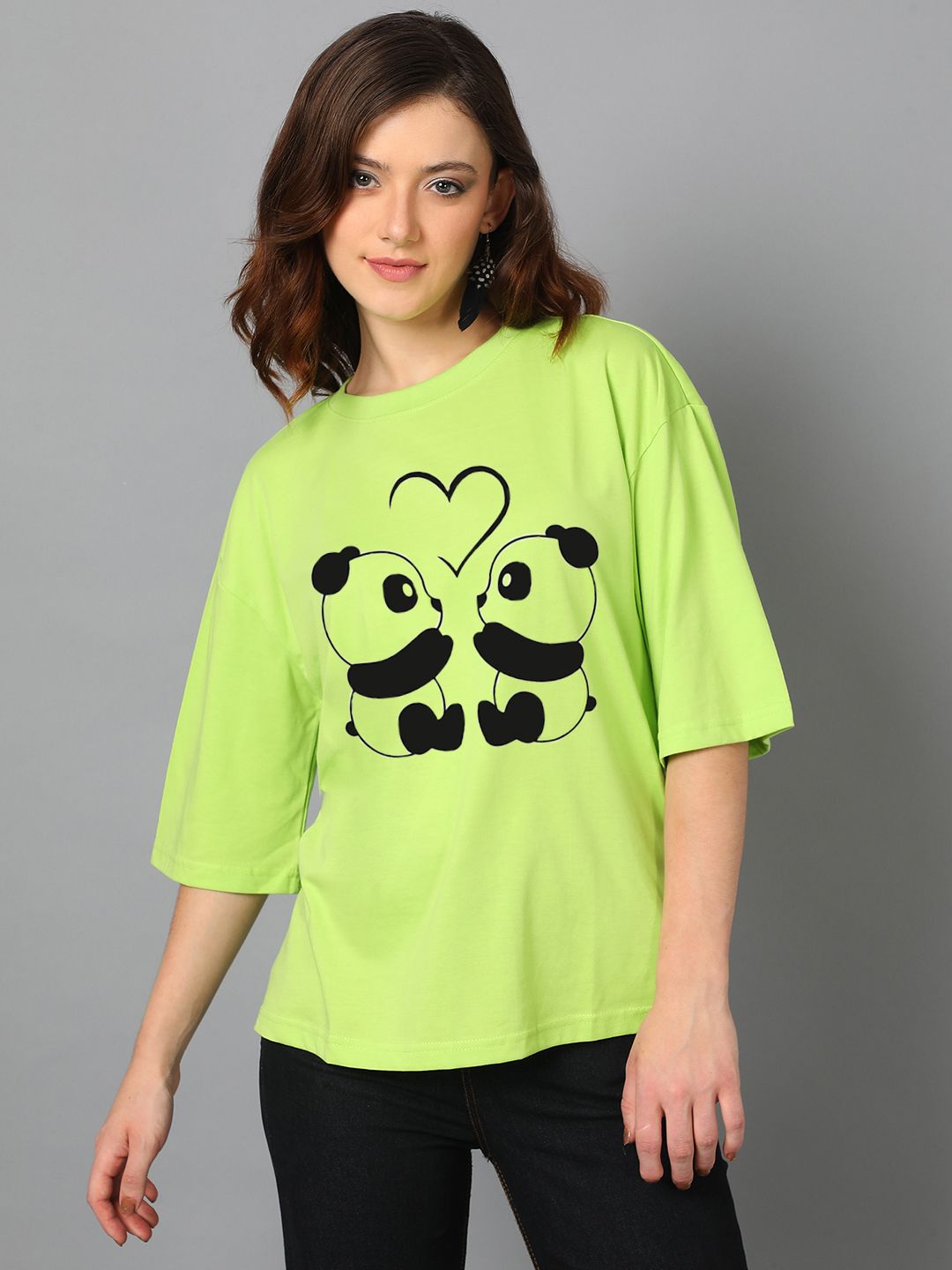 kotty Women Printed Round Neck Cotton Blend Green T-Shirt-picture-27