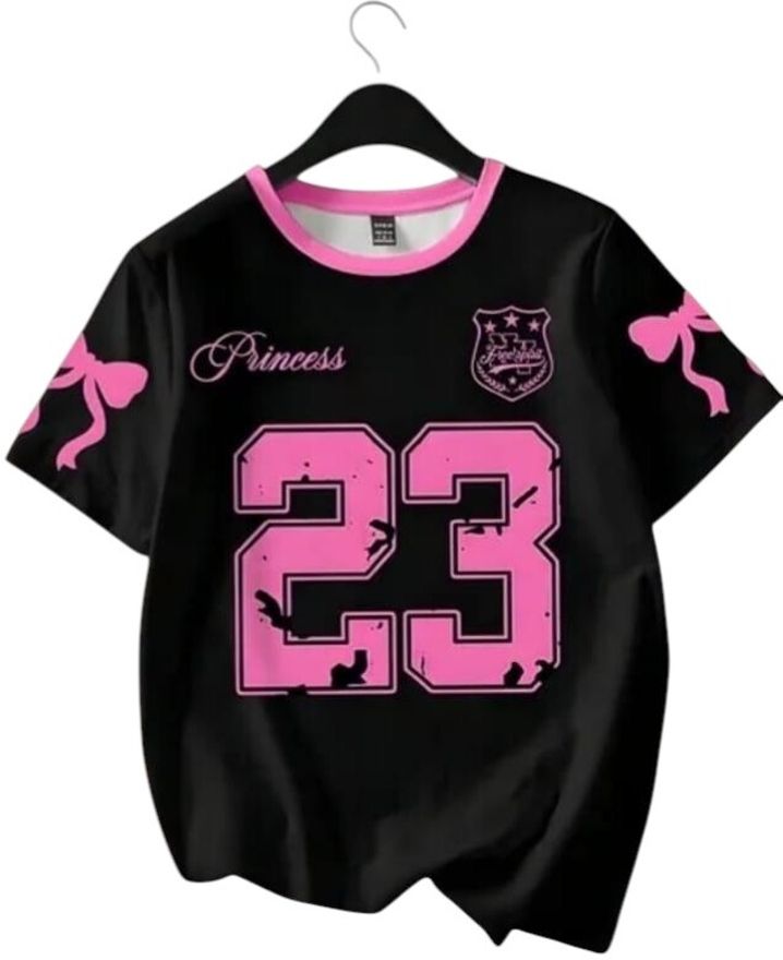 Women Graphic Print, Typography Round Neck Pure Cotton Black, Pink T-Shirt