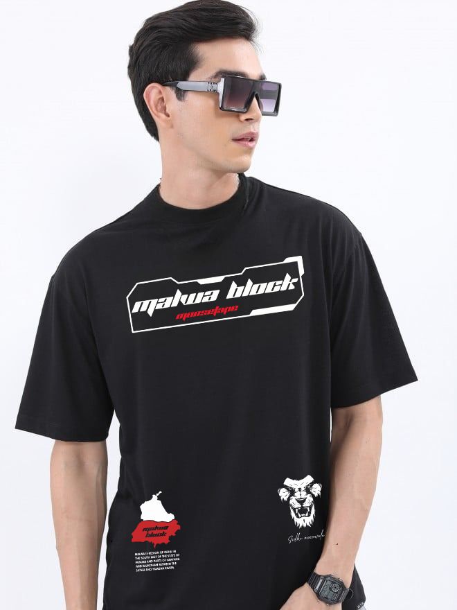 sidhu moosewala x royal stance Men Graphic Print, Typography Round Neck Cotton Blend Black T-Shirt-picture-28