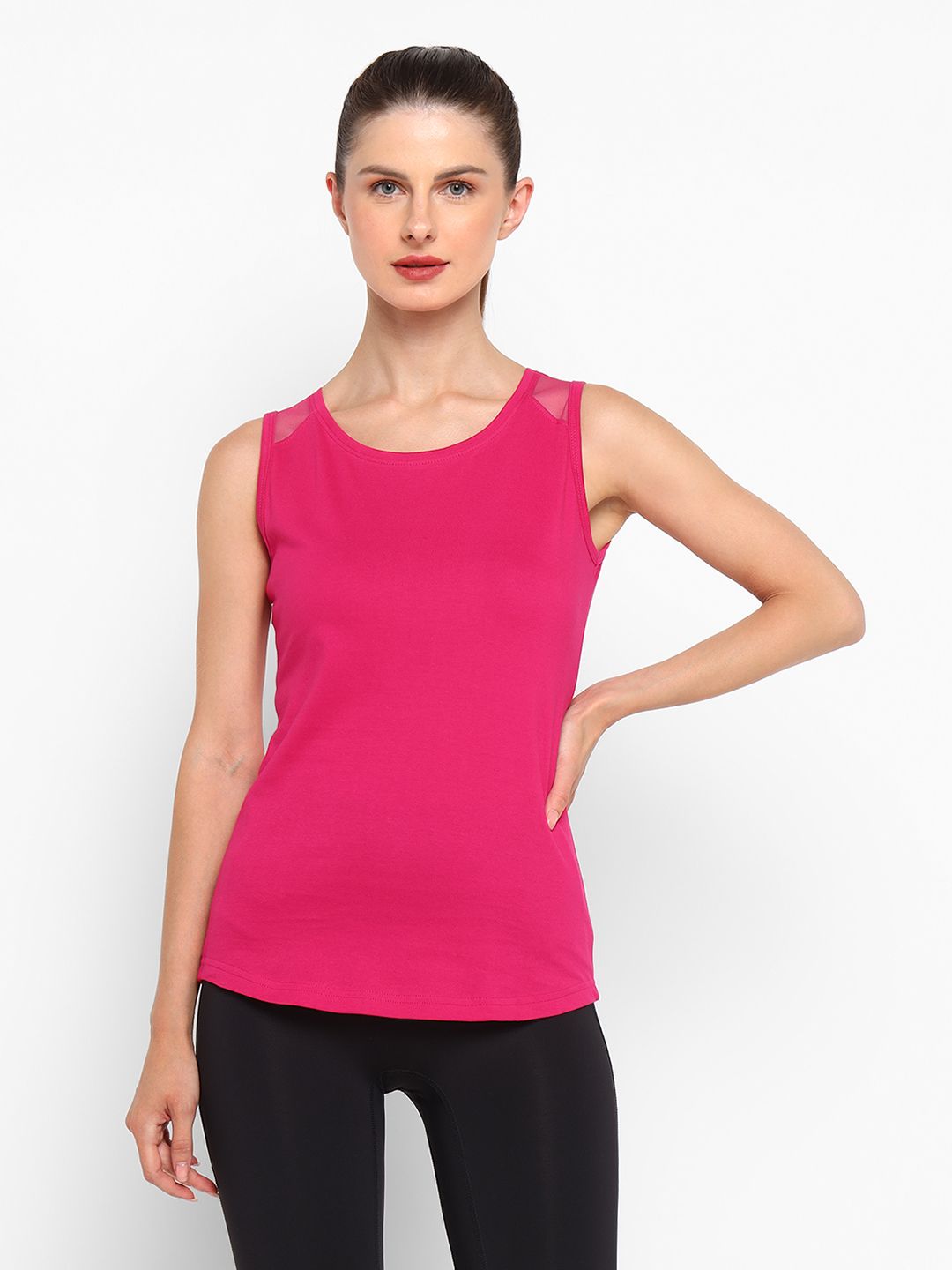 ap'pulse Women Solid Round Neck Pure Cotton Pink T-Shirt-picture-15