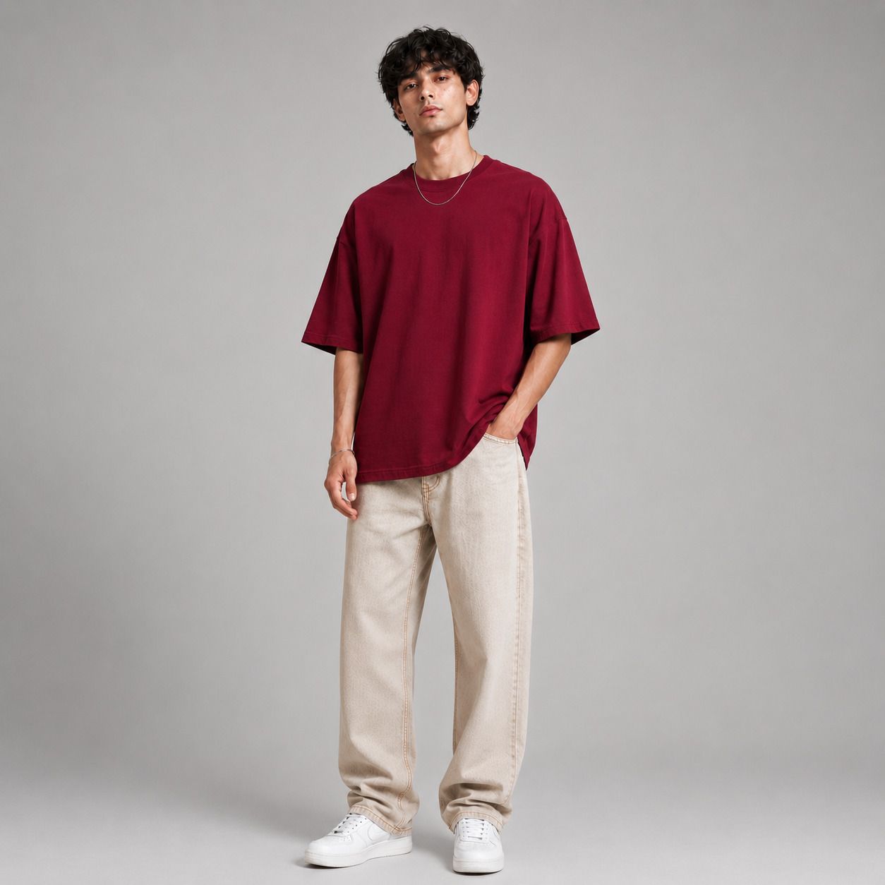Men Solid Round Neck Pure Cotton Maroon T-Shirt-image-18