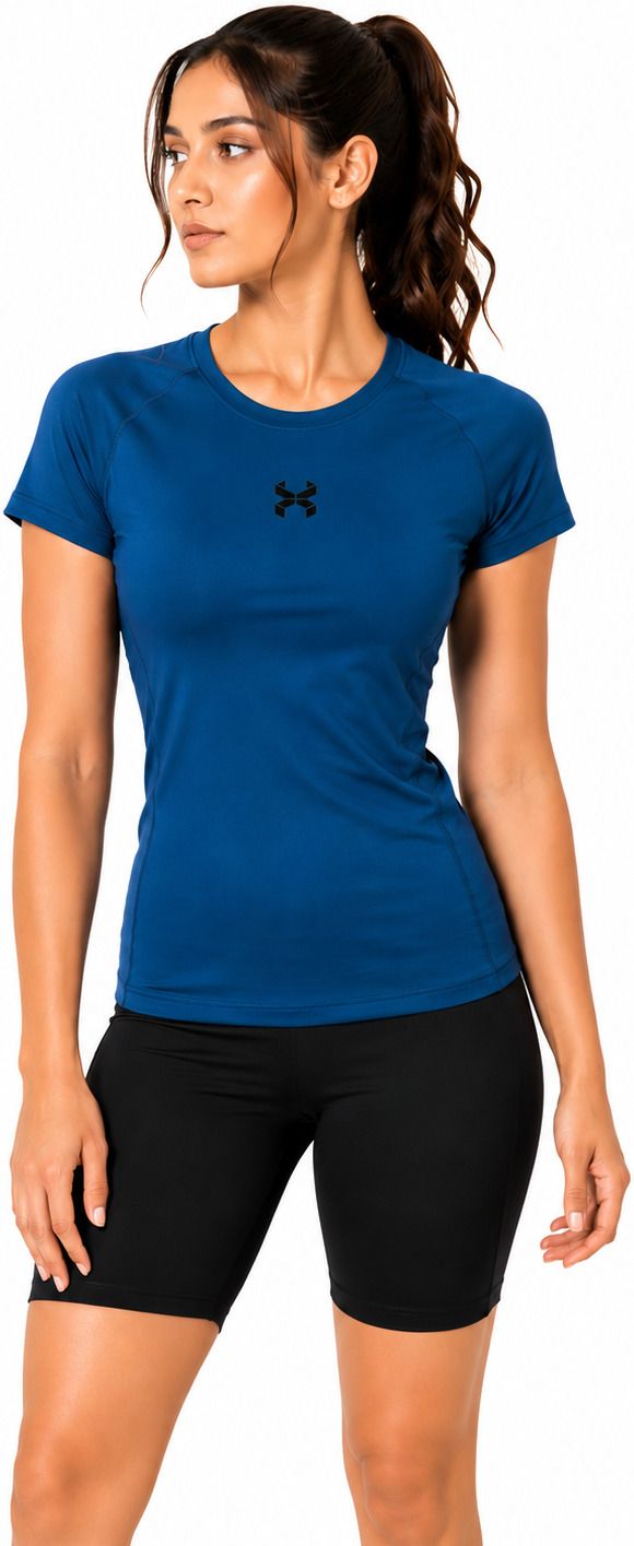 Women Printed Round Neck Nylon Blue T-Shirt-image-37
