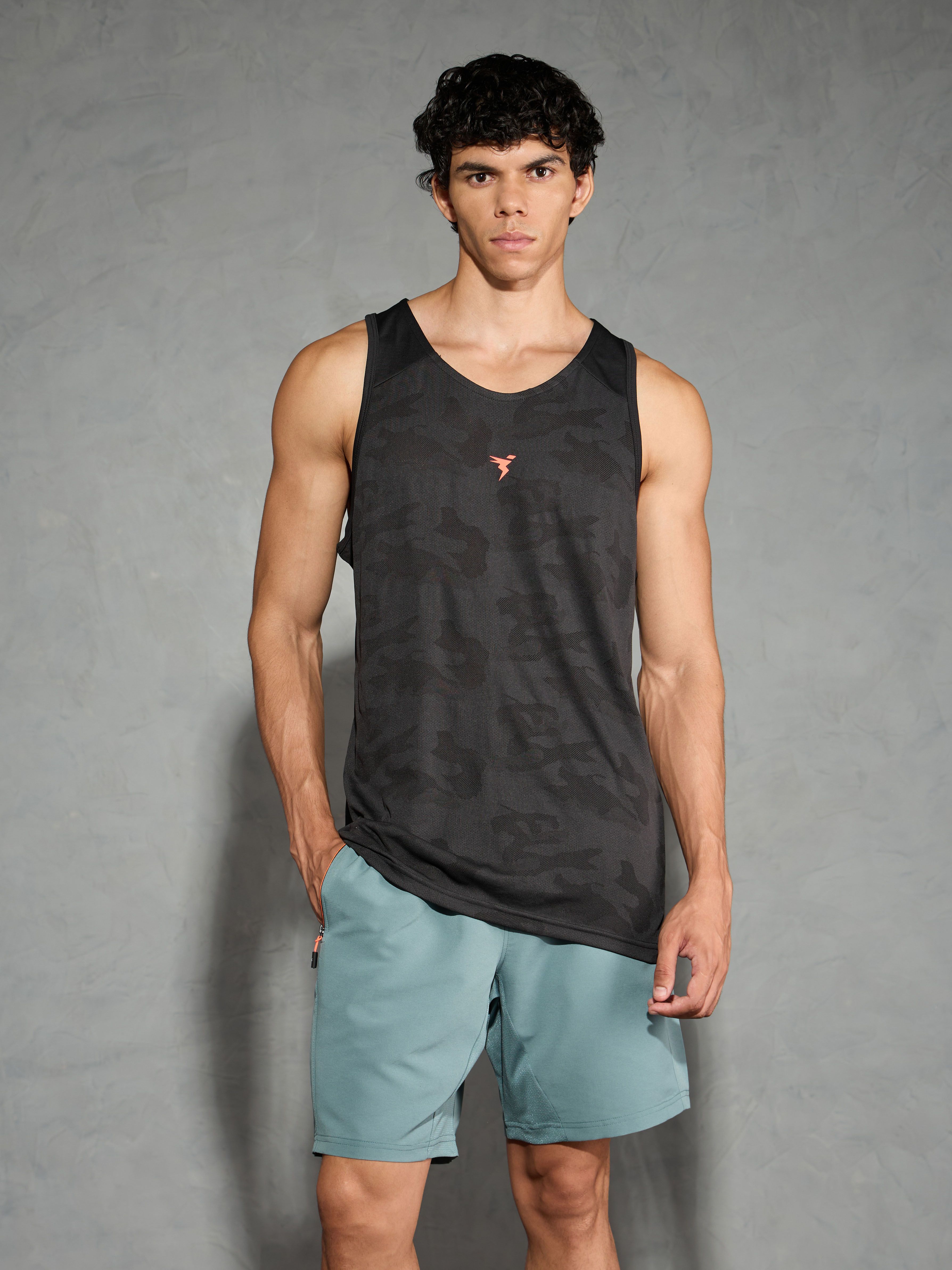 technosport Men Self Design Round Neck Polyester Black T-Shirt-picture-38