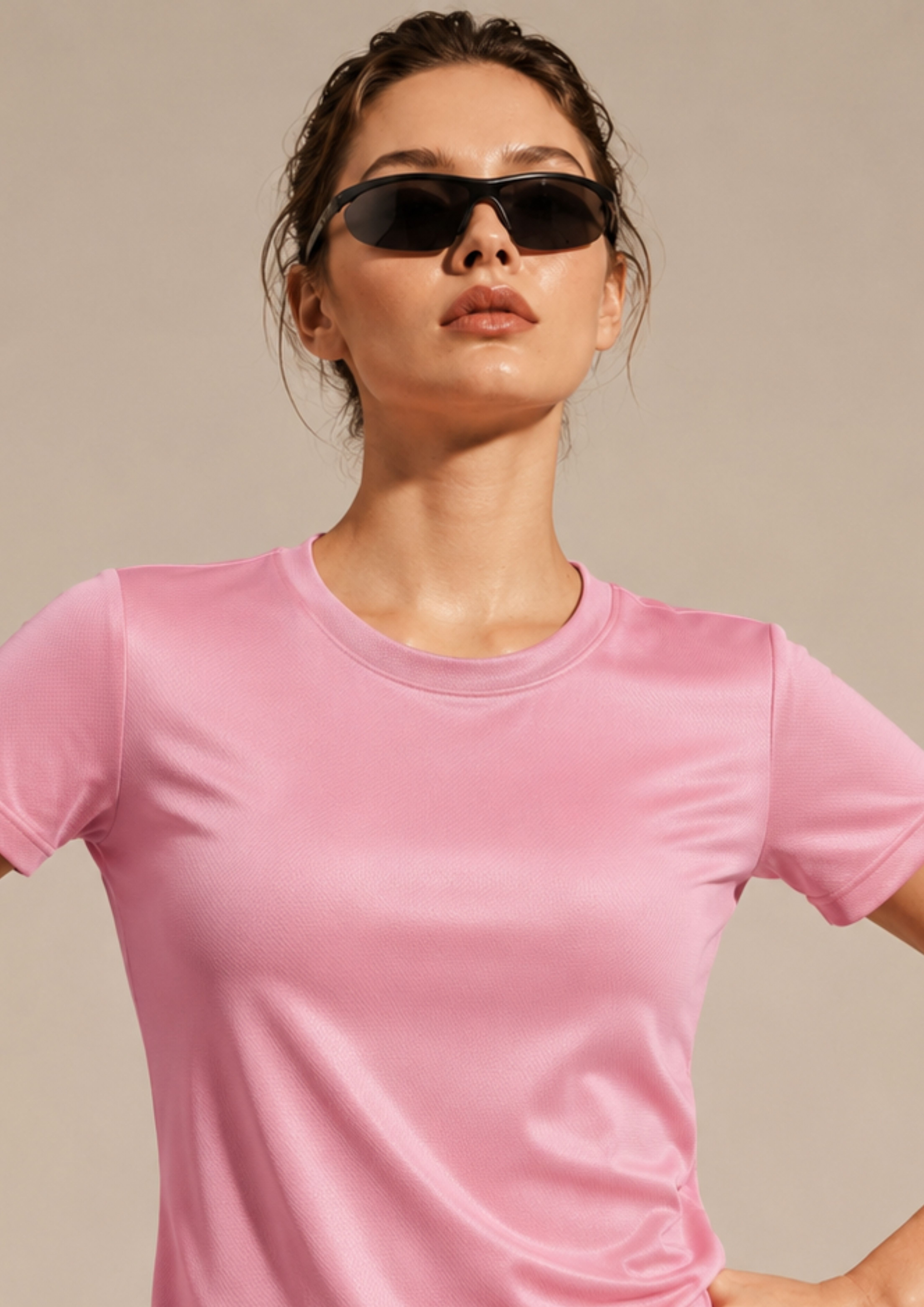 carlo magno Women Solid Round Neck Polyester Pink T-Shirt-picture-21