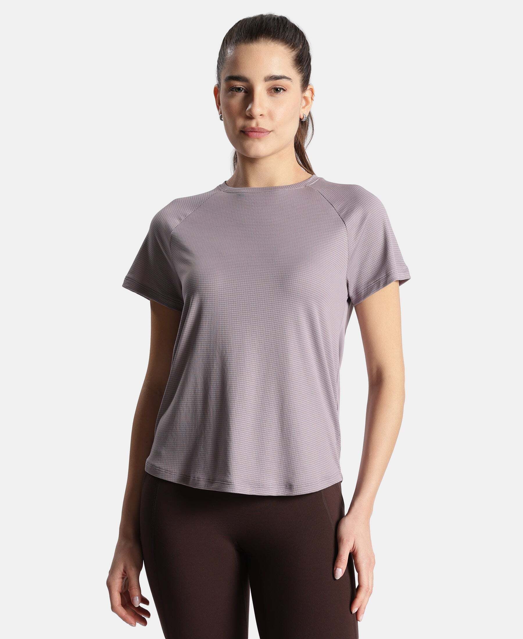 Women Printed Round Neck Polyester Grey T-Shirt-image-10