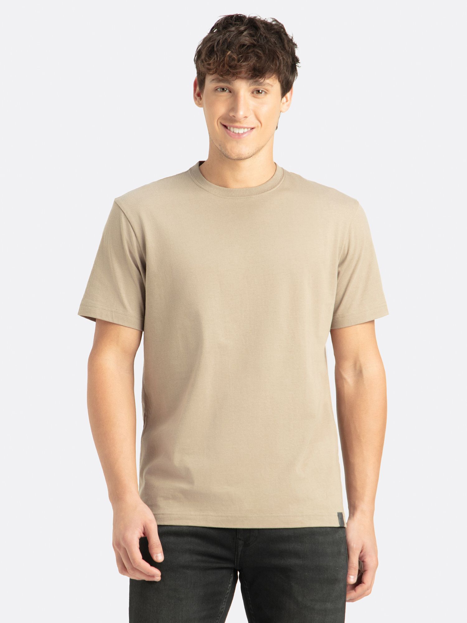 jockey Men Solid Round Neck Cotton Blend Brown T-Shirt-picture-29