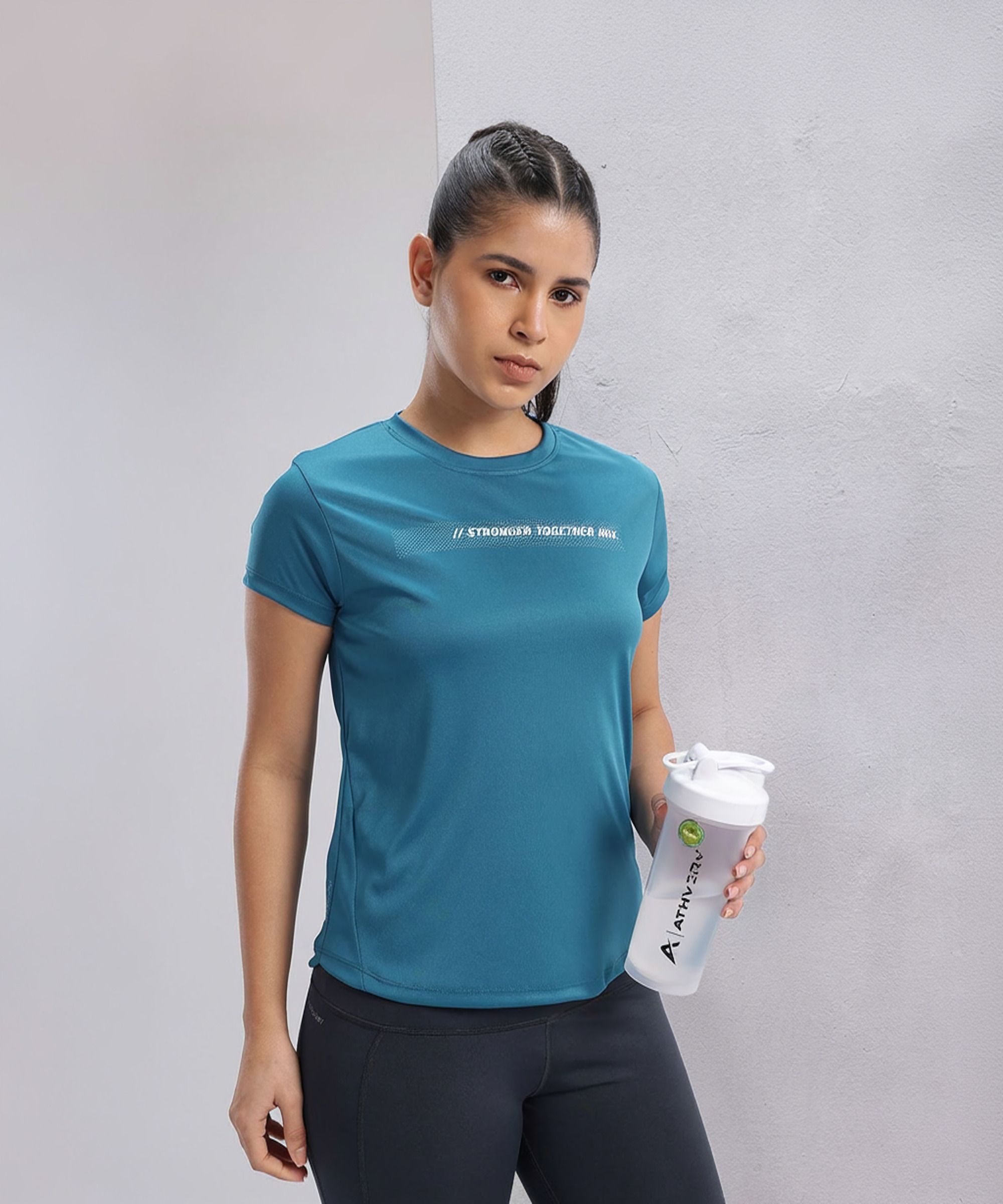 hrx by hrithik roshan Women Printed Round Neck Polyester Green T-Shirt-picture-27