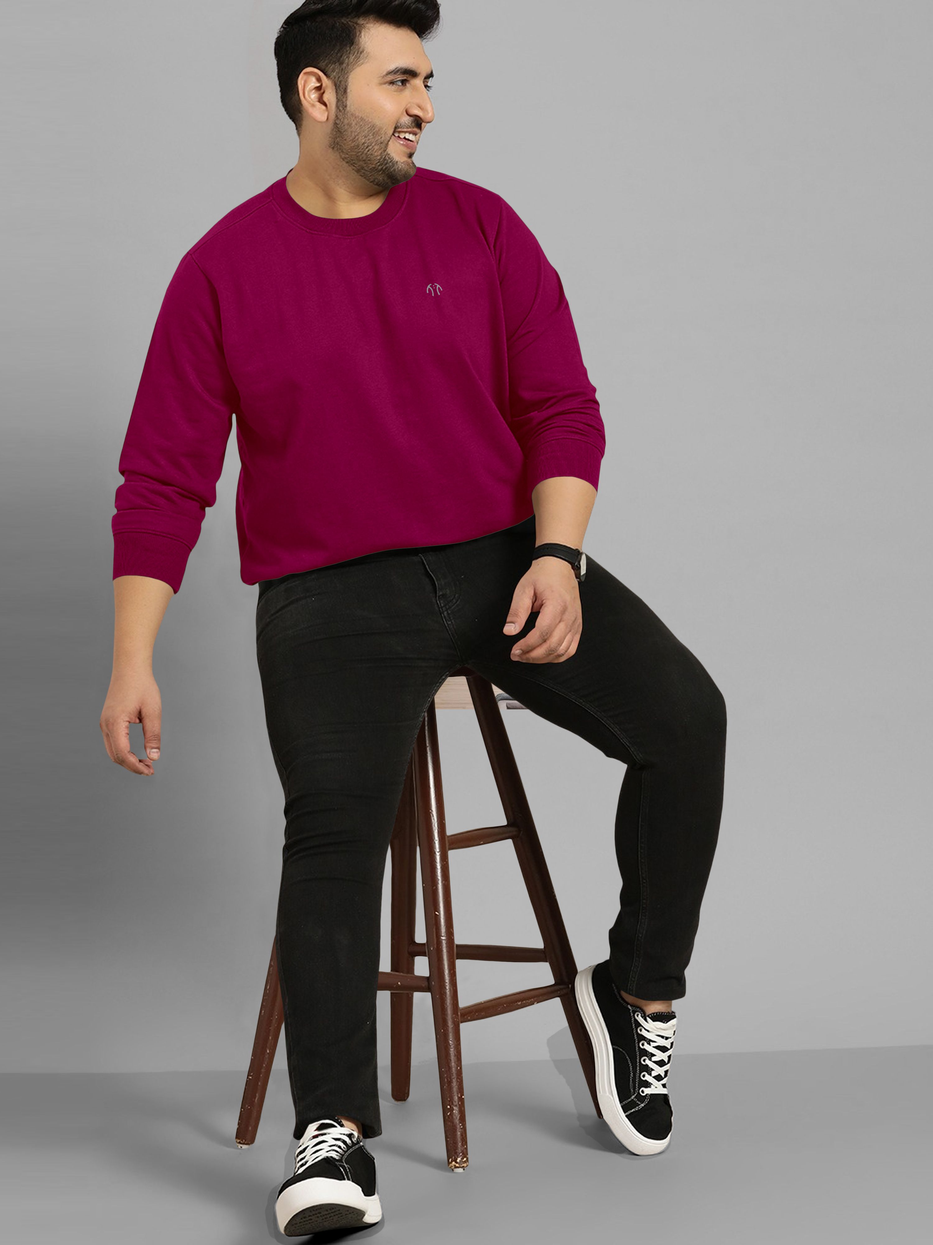 triptee Men Solid Round Neck Cotton Blend Maroon T-Shirt-picture-11