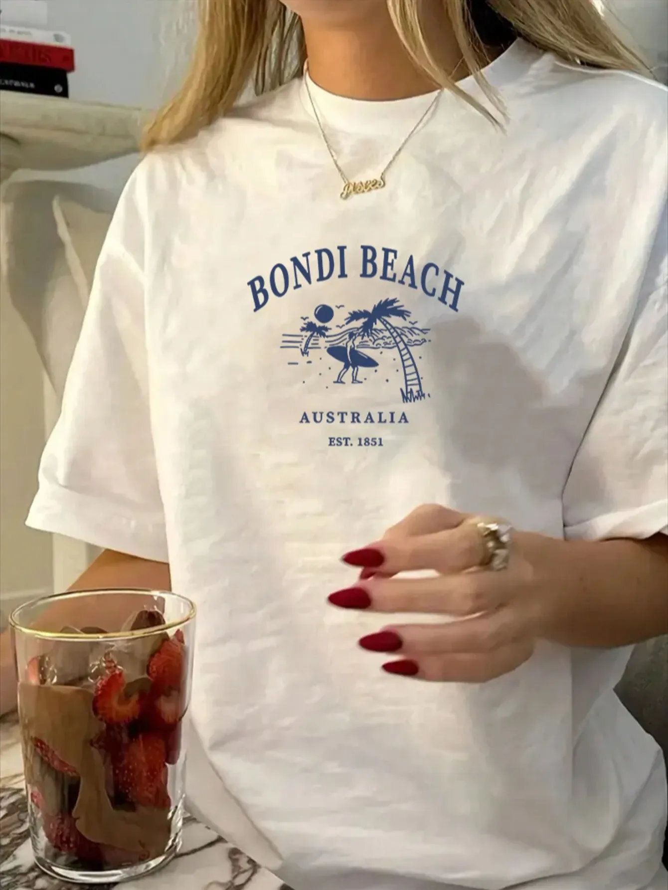Women Graphic Print, Printed Round Neck Cotton Blend White T-Shirt-image-8