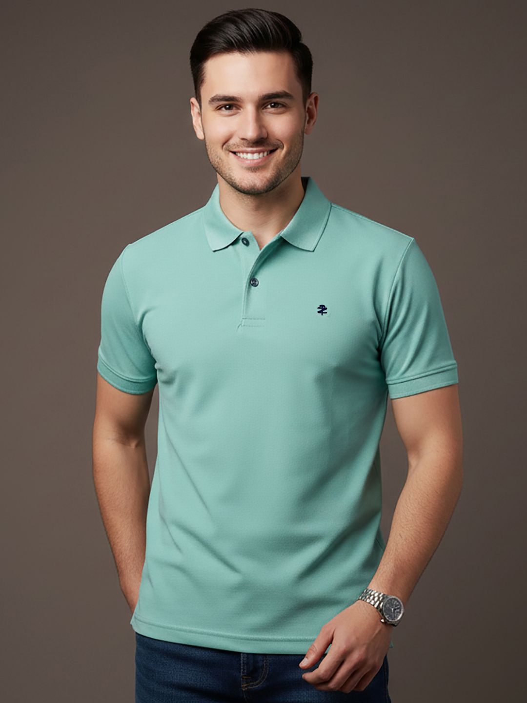 metronaut Solid Men Polo Neck Polyester Light Green T-Shirt-picture-14