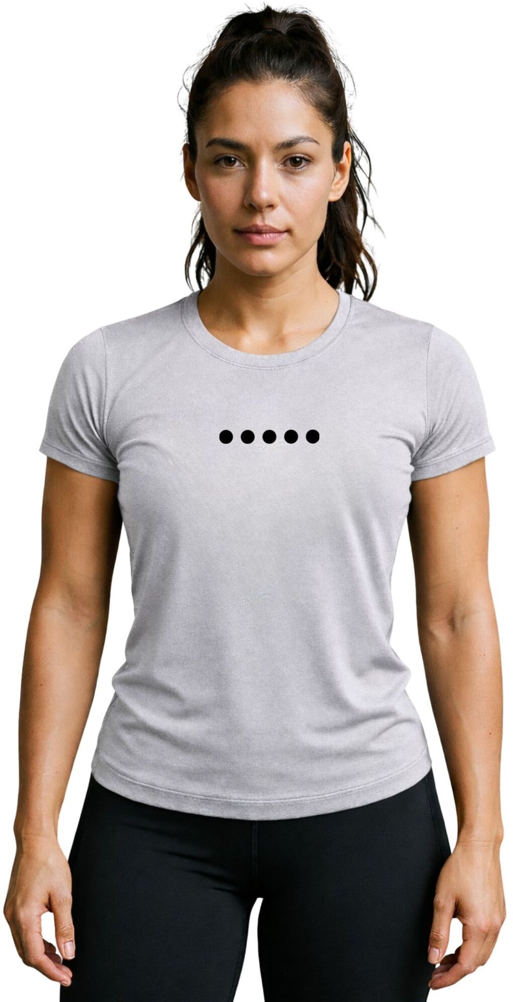 3colors Women Printed Round Neck Polyester Grey T-Shirt-picture-45