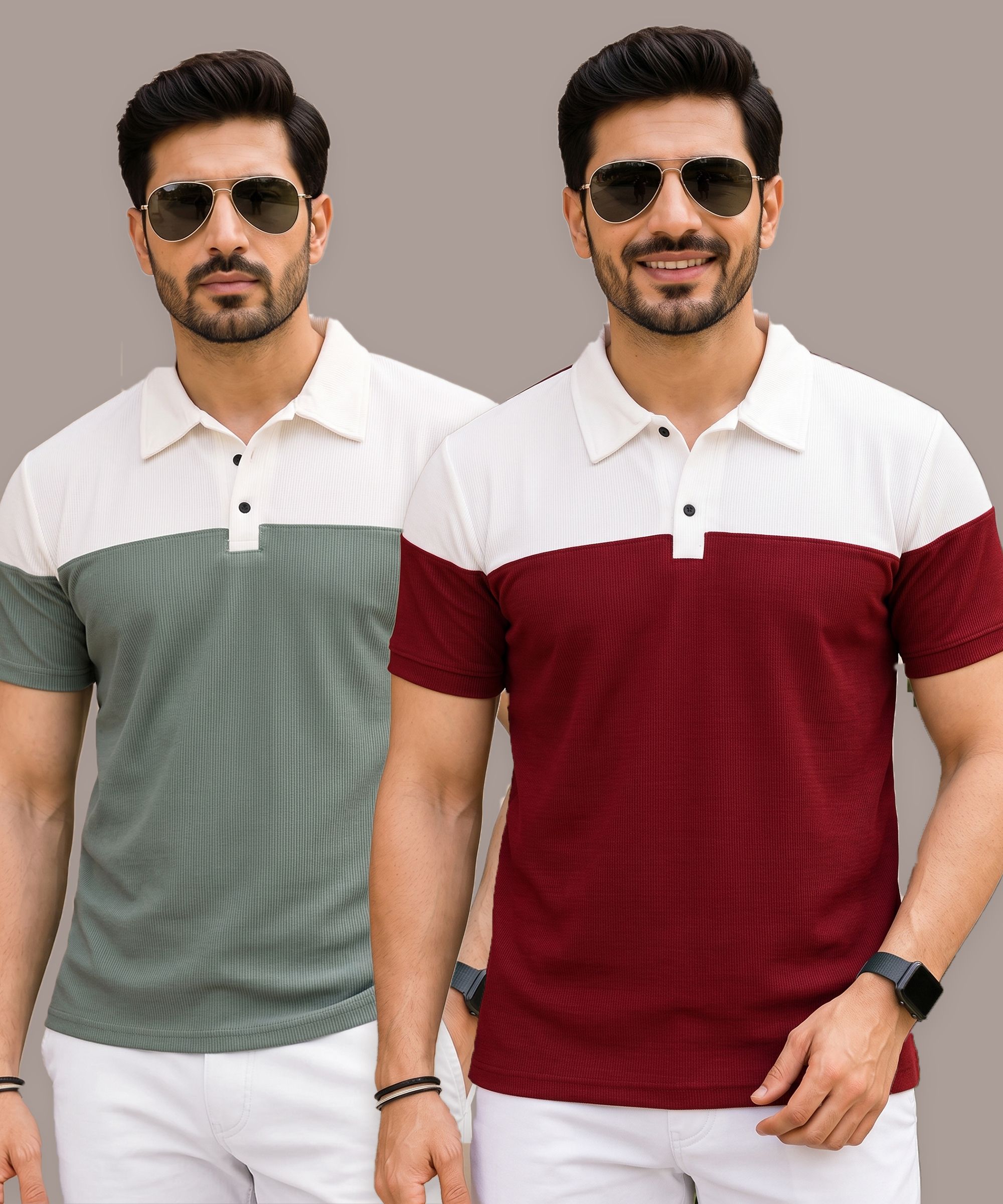 christy world Pack of 2 Men Solid Polo Neck Polycotton Multicolor T-Shirt-picture-22