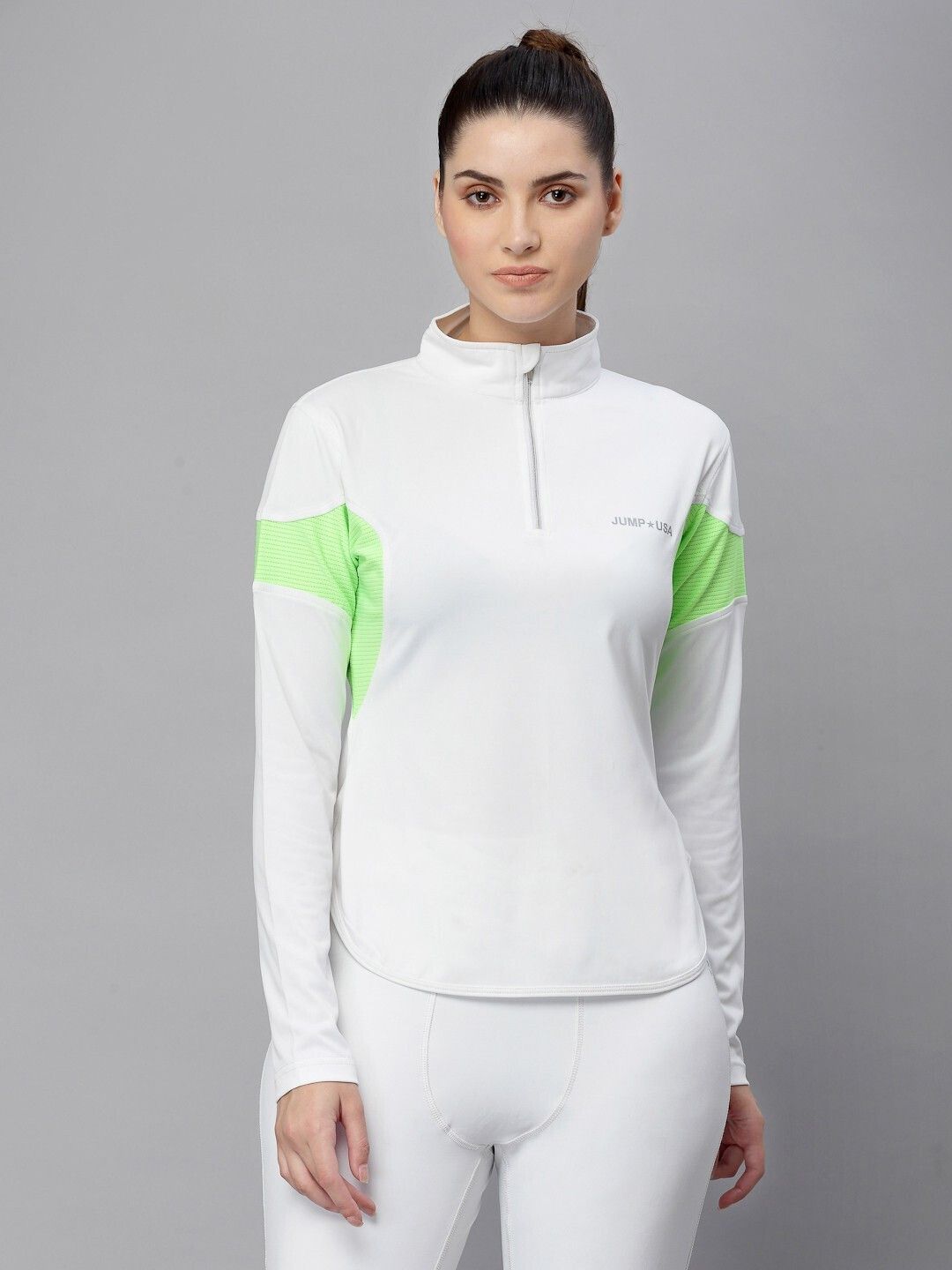 jump usa Women Colorblock High Neck Polyester Multicolor T-Shirt-picture-13