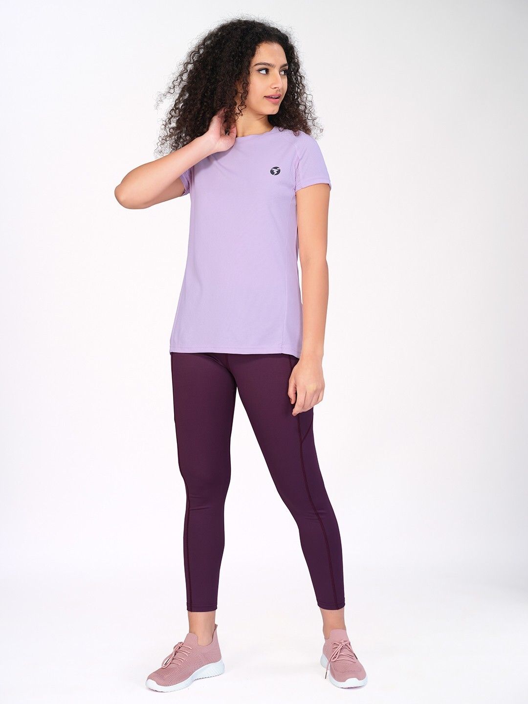 Women Solid Round Neck Polyester Purple, Light Blue T-Shirt-image-6
