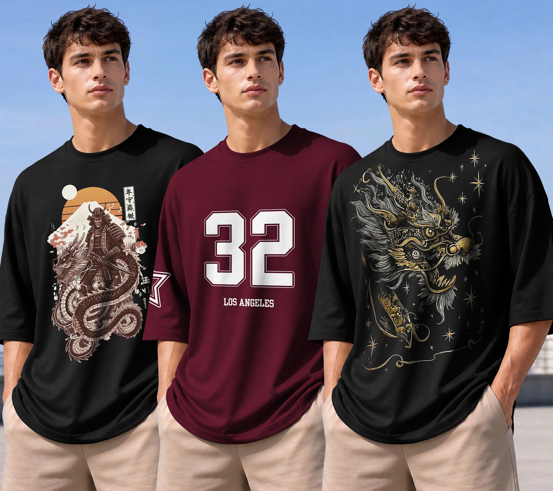 Pack of 3 Men Printed Round Neck Cotton Blend Multicolor T-Shirt-image-31