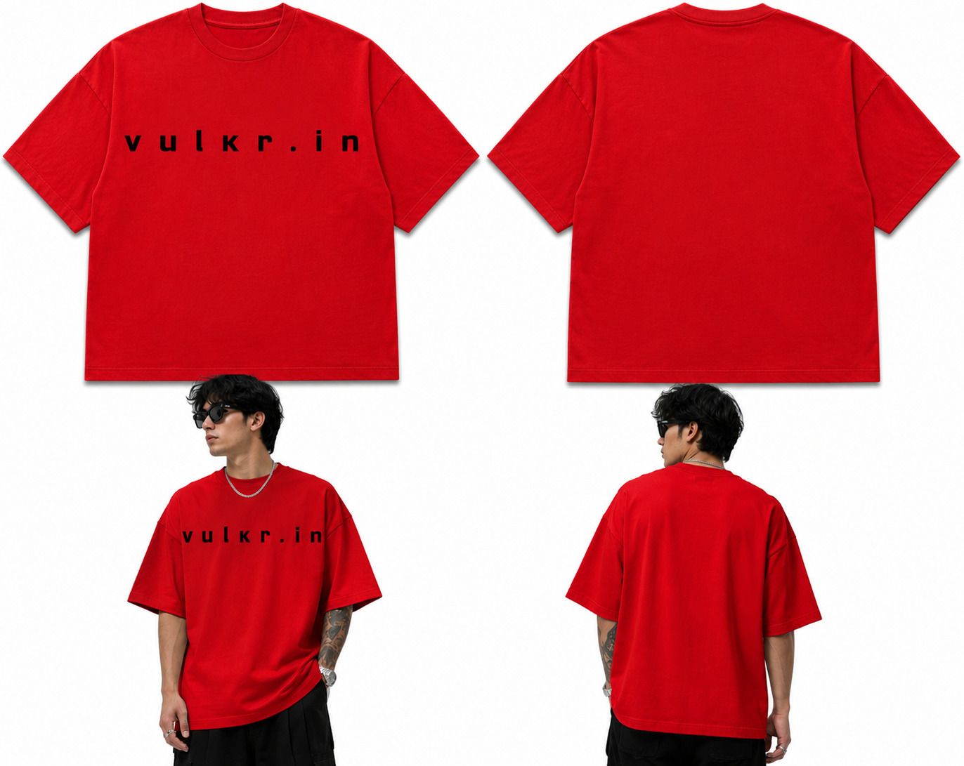 Men Typography, Printed Boat Neck Cotton Blend Red T-Shirt-image-40