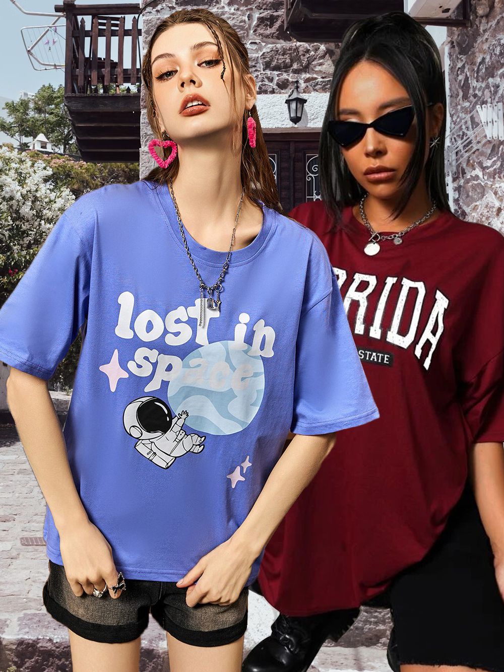 Pack of 2 Women Printed Round Neck Pure Cotton Multicolor T-Shirt-image-43