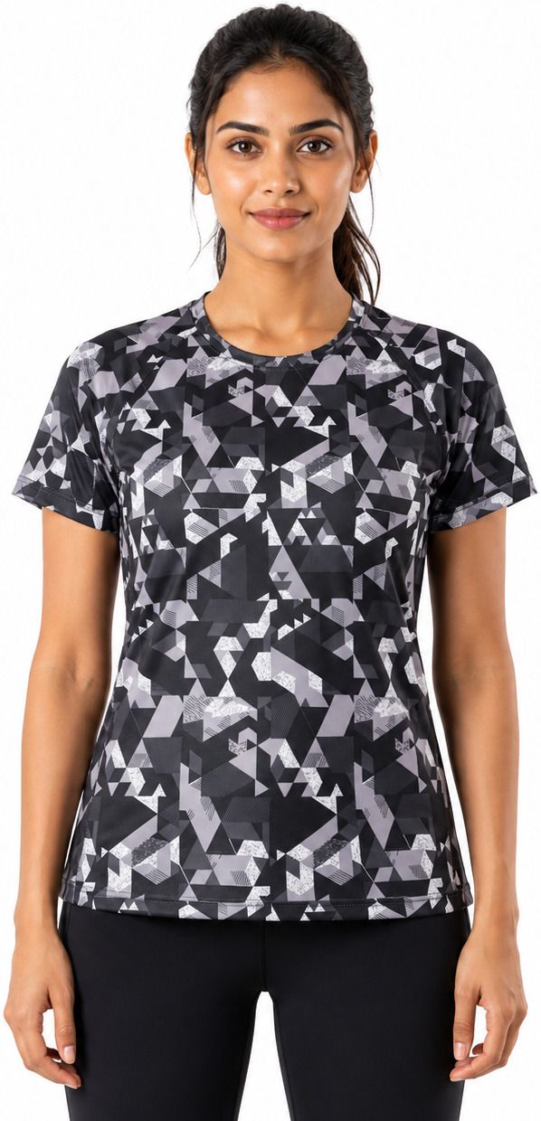 gloster Women Printed Round Neck Polyester Grey T-Shirt-picture-6