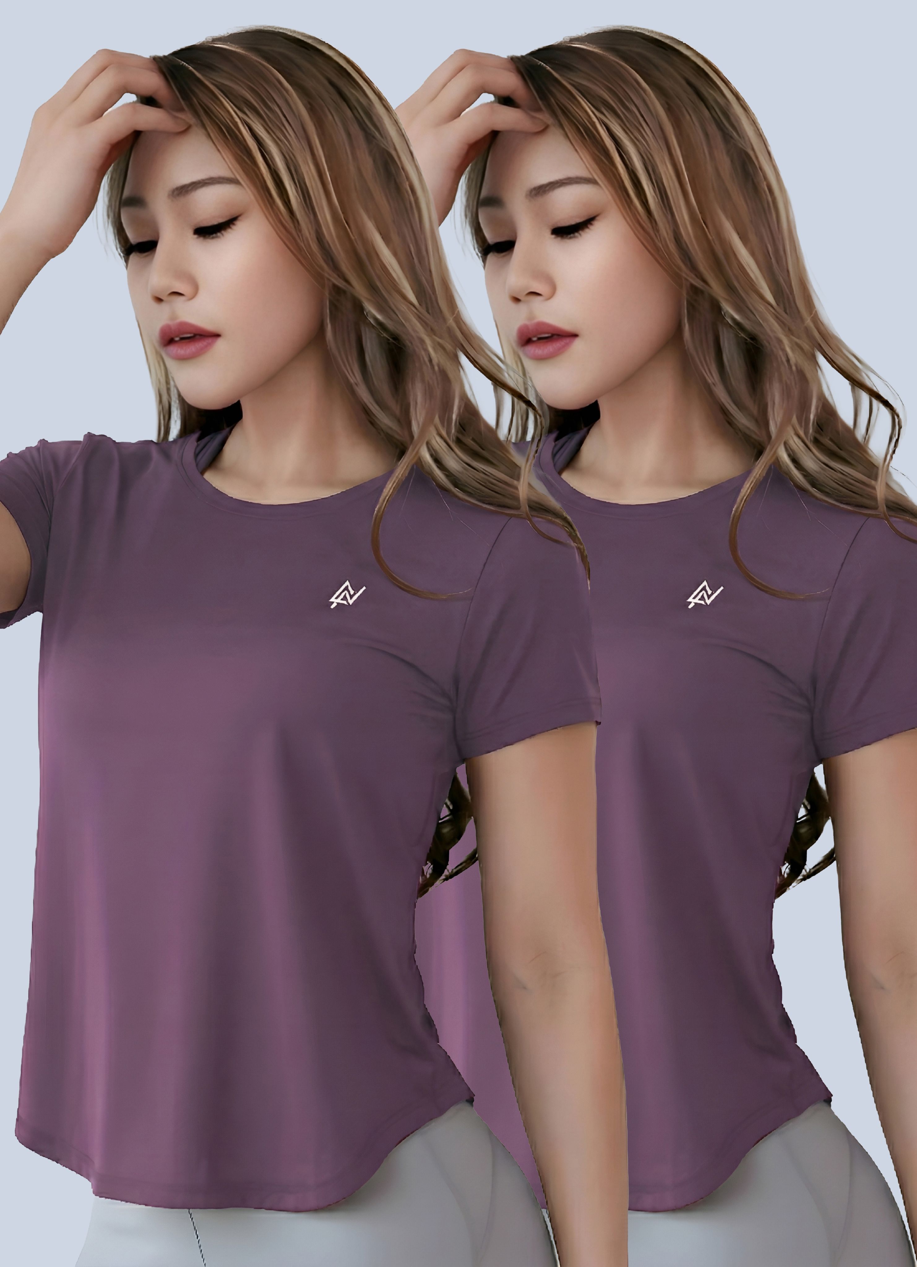 nexsus apparels Pack of 2 Women Printed Round Neck Polyester Purple T-Shirt-picture-22
