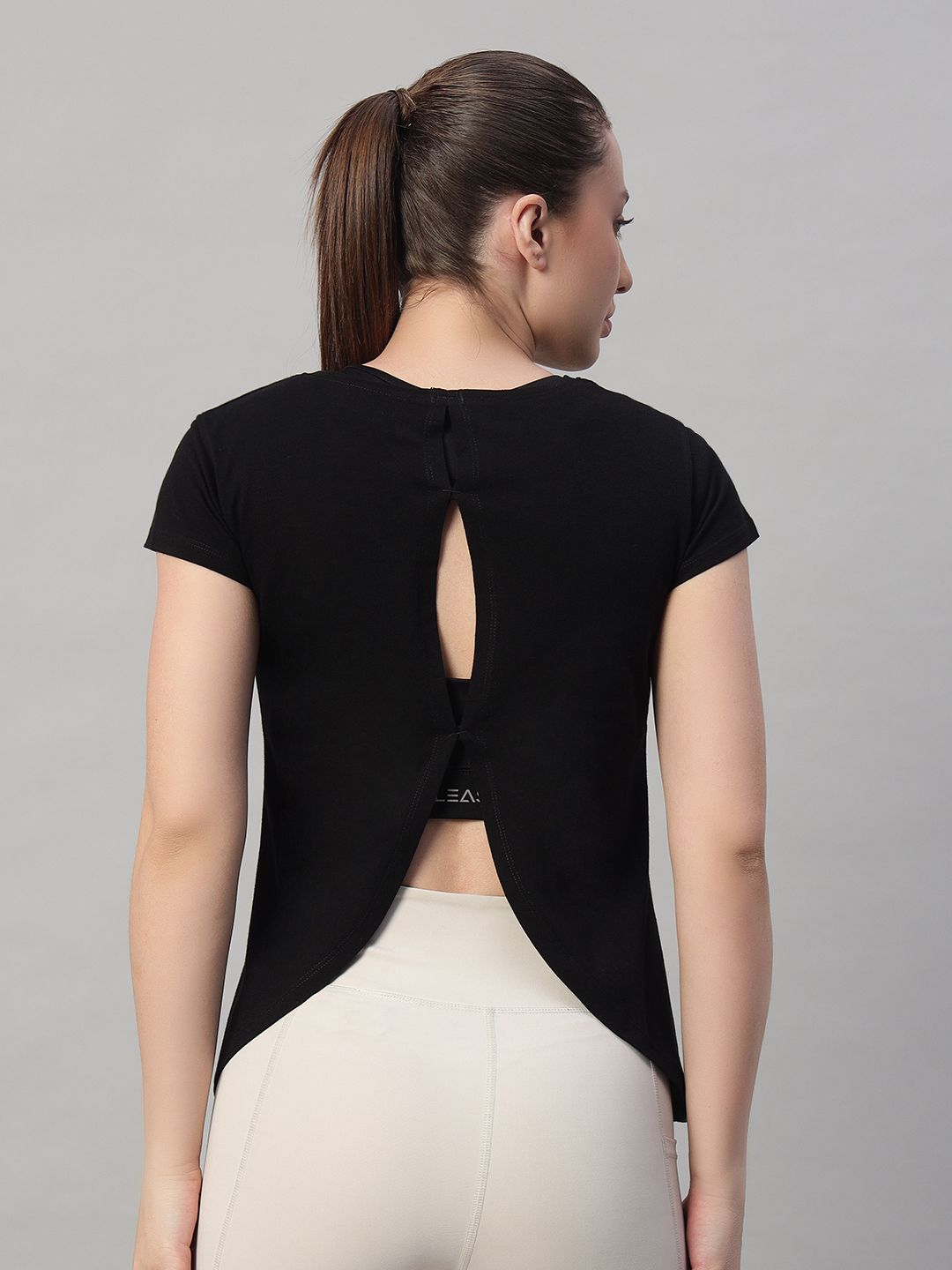 Women Solid Round Neck Pure Cotton Black T-Shirt-image-27