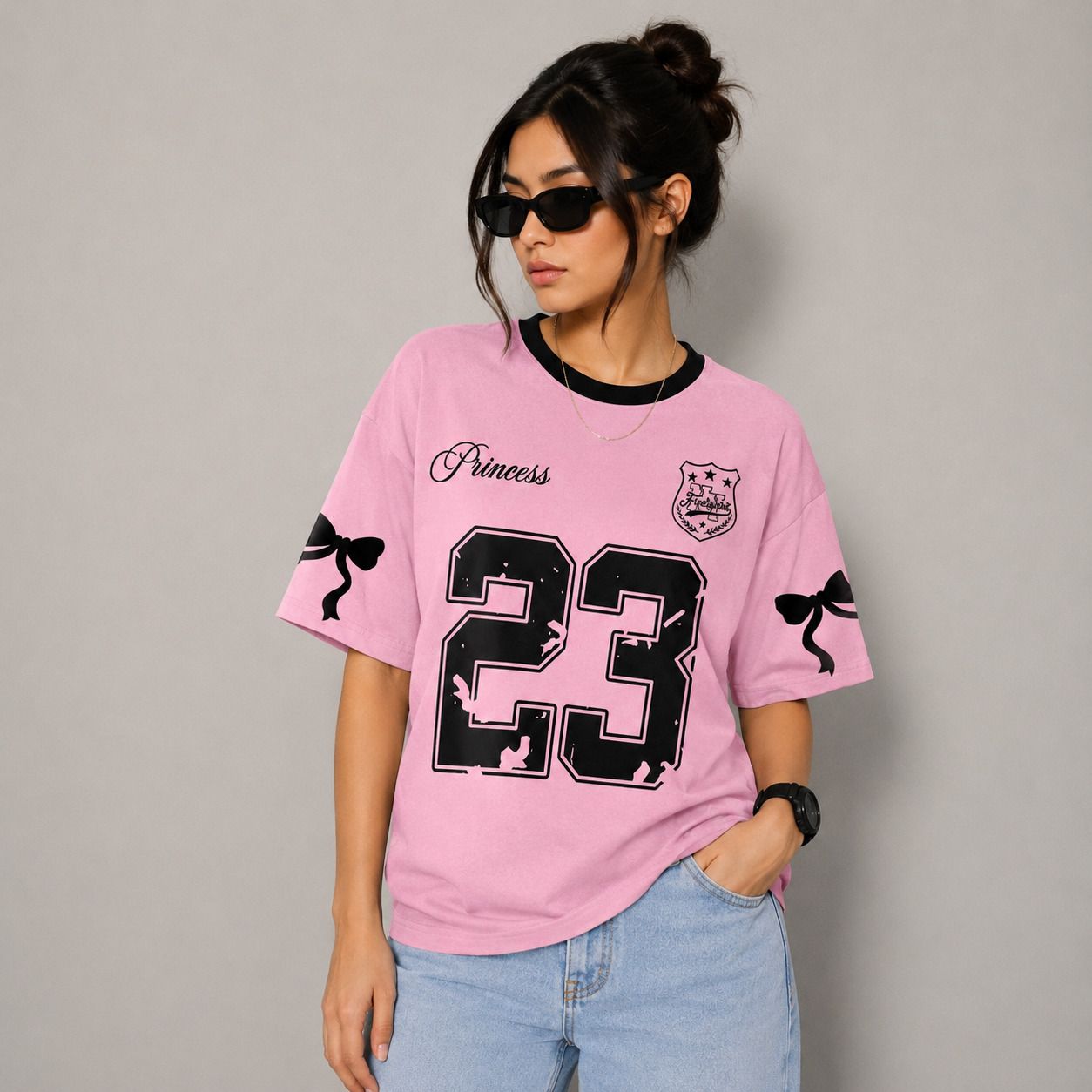 sontri enterprises Women Graphic Print, Typography Round Neck Cotton Blend Pink T-Shirt-picture-18