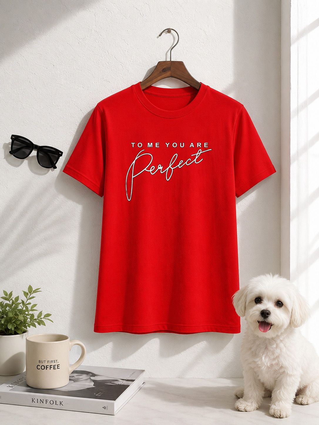 szn Women Solid Round Neck Cotton Blend Red T-Shirt-picture-29