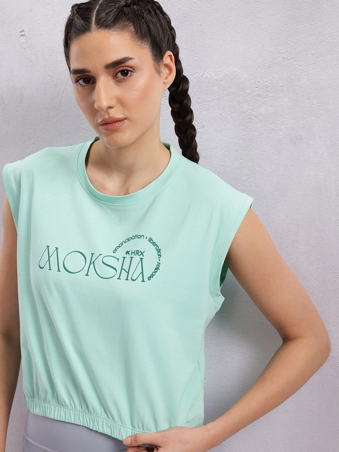 Women Printed Round Neck Pure Cotton Blue T-Shirt-image-28