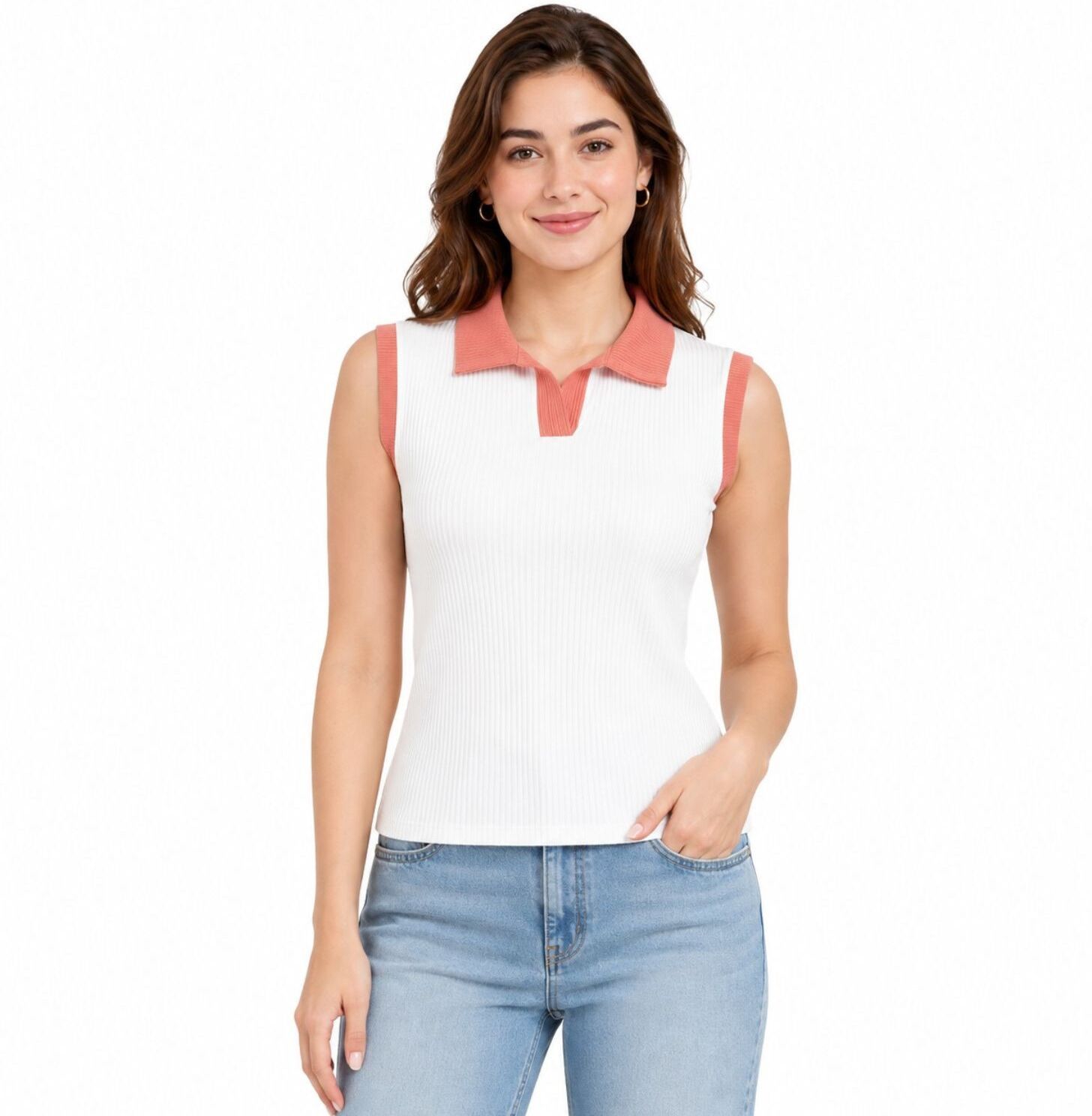 Women Solid, Self Design, Colorblock Mandarin Collar Cotton Blend Black, White T-Shirt-image-4